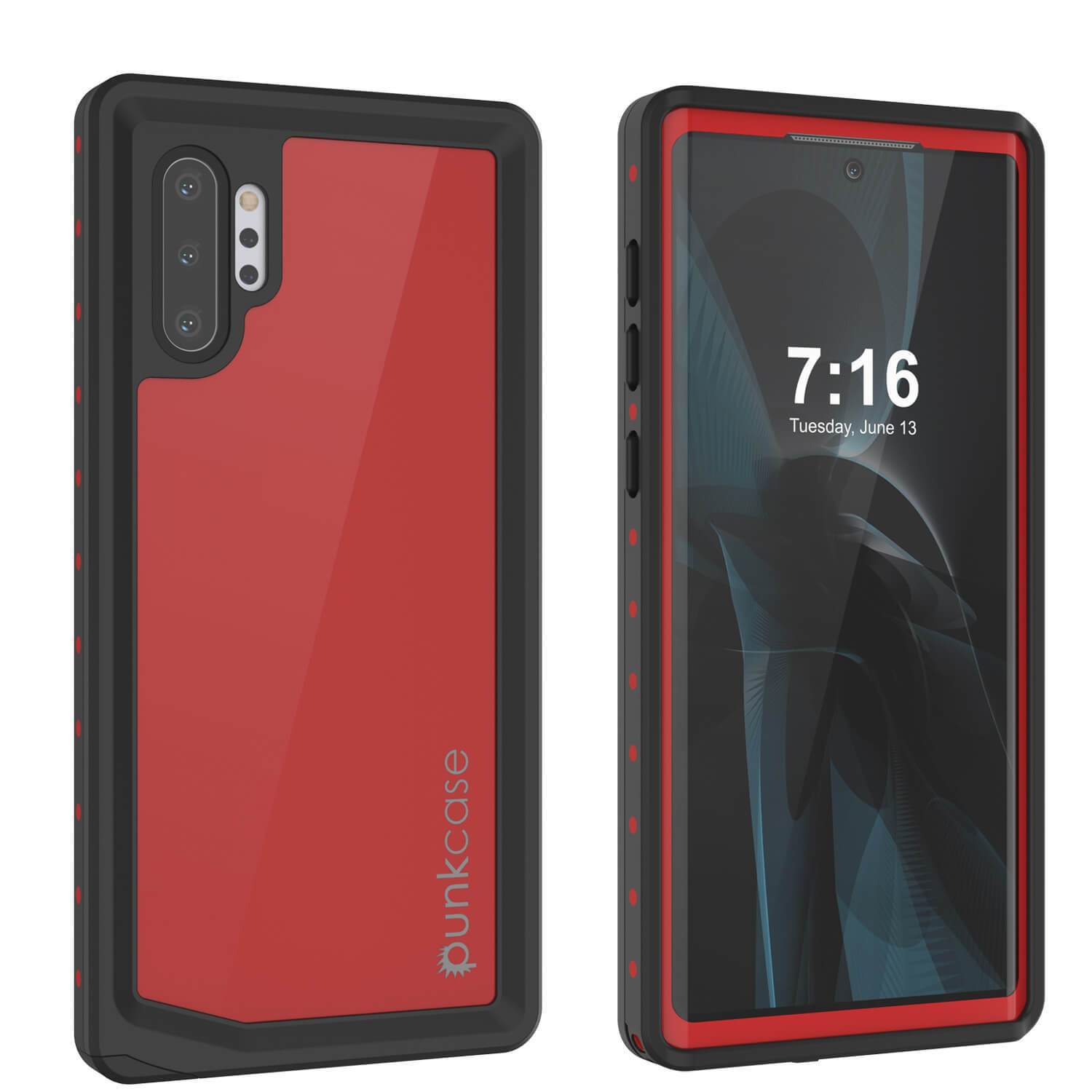 Galaxy Note 10+ Plus Waterproof Case, Punkcase Studstar Red Series Thin Armor Cover