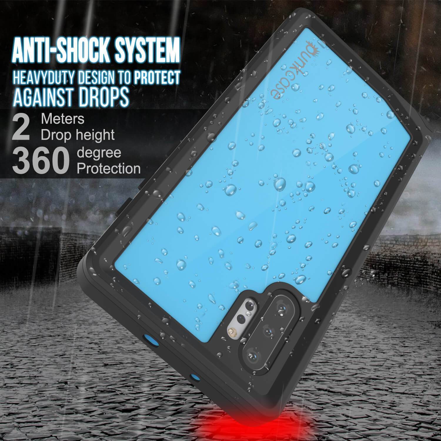 Galaxy Note 10+ Plus Waterproof Case, Punkcase Studstar Light Blue Thin Armor Cover