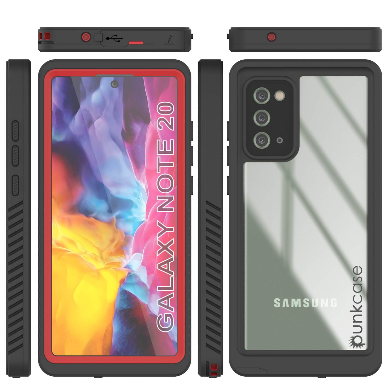 Galaxy Note 20 Case, Punkcase [Extreme Series] Armor Cover W/ Built In Screen Protector [Red]