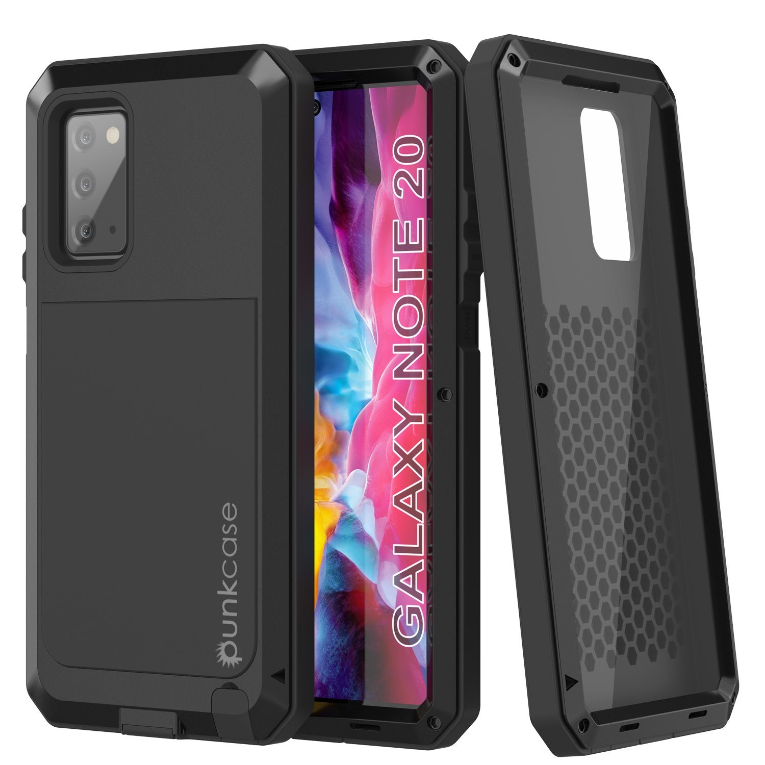 Galaxy Note 20 Case, PUNKcase Metallic Black Shockproof  Slim Metal Armor Case [Black]