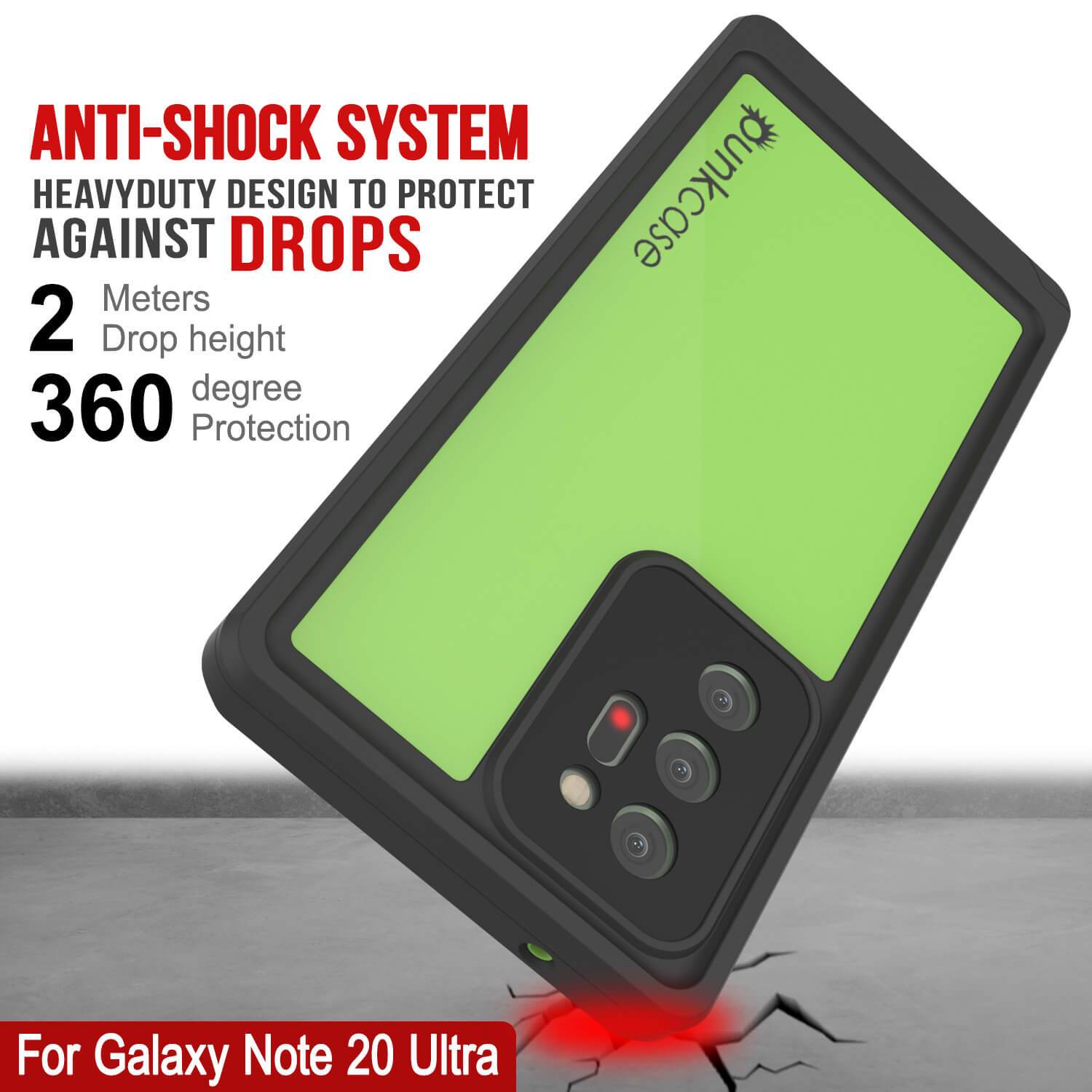 Galaxy Note 20 Ultra Waterproof Case, Punkcase Studstar Light Green Thin Armor Cover