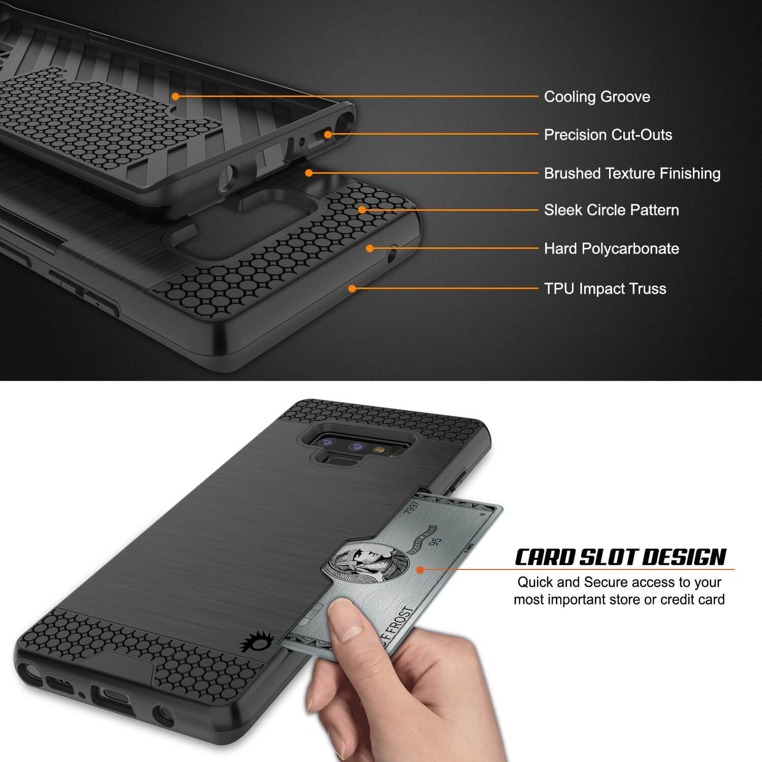 Galaxy Note 9 Case, PUNKcase [SLOT Series] Slim Fit  Samsung Note 9 [Black] - PunkCase NZ