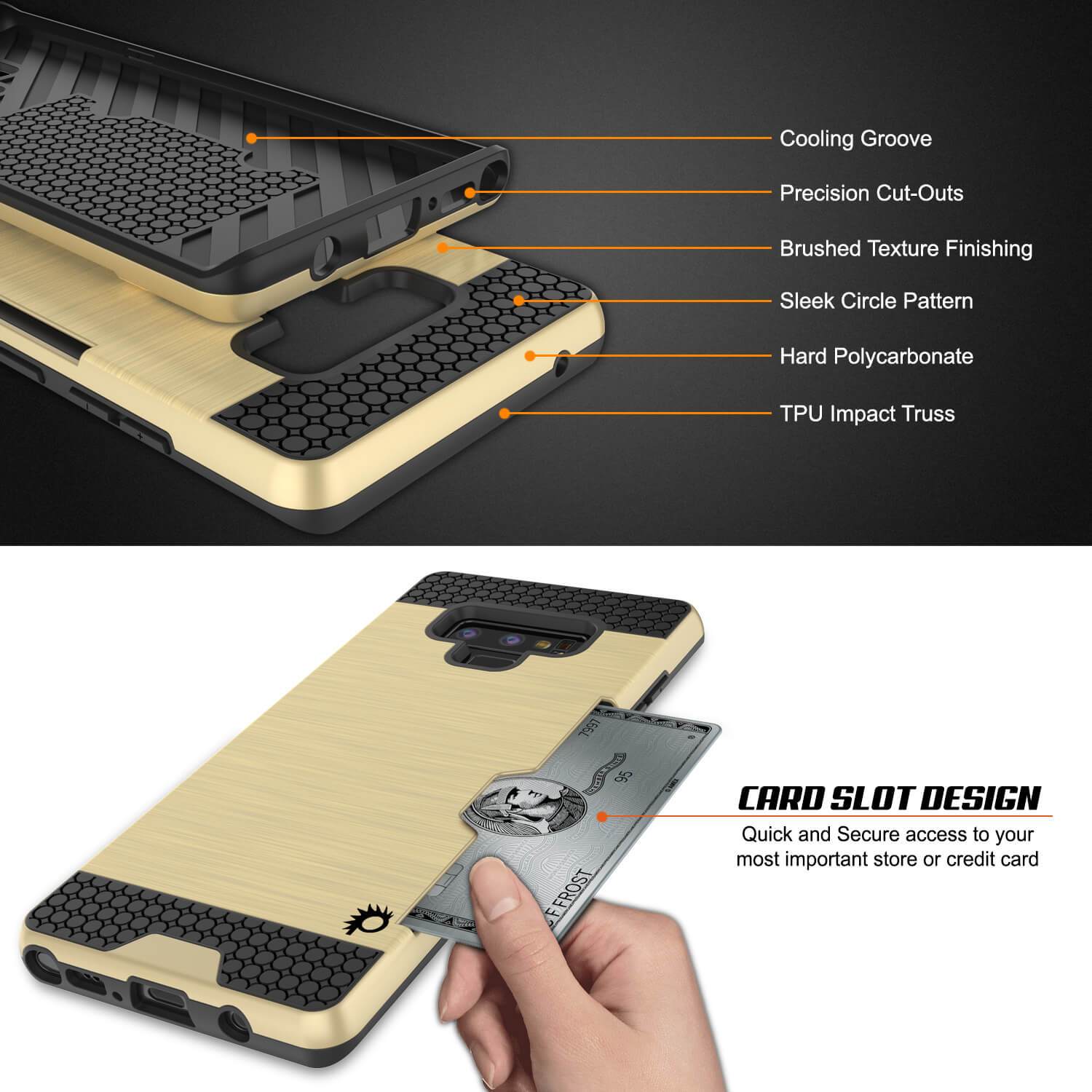Galaxy Note 9 Case, PUNKcase [SLOT Series] Slim Fit  Samsung Note 9 [Gold] - PunkCase NZ