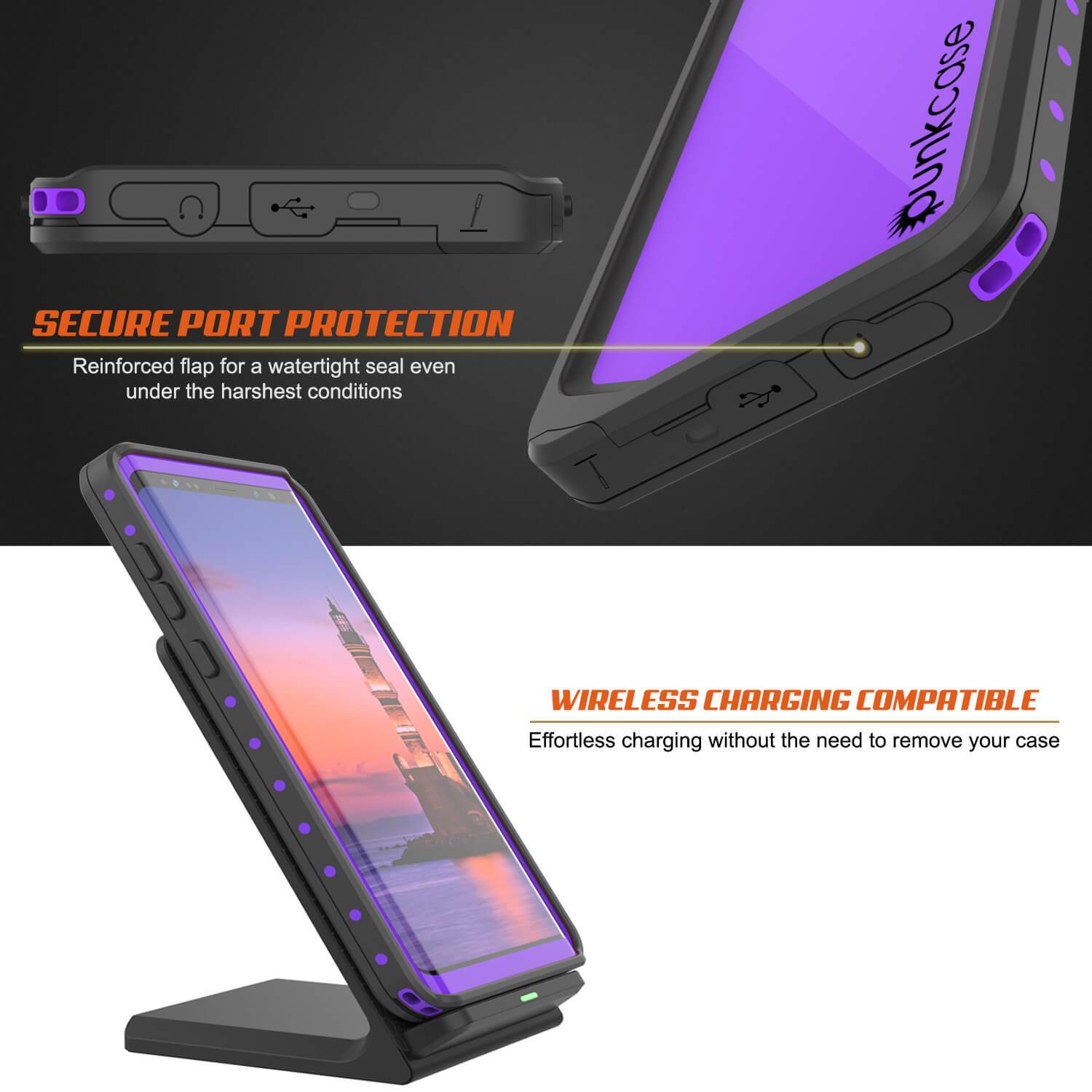 Galaxy Note 9 Waterproof Case PunkCase StudStar Purple Thin 6.6ft Underwater Shock/Snow Proof - PunkCase NZ