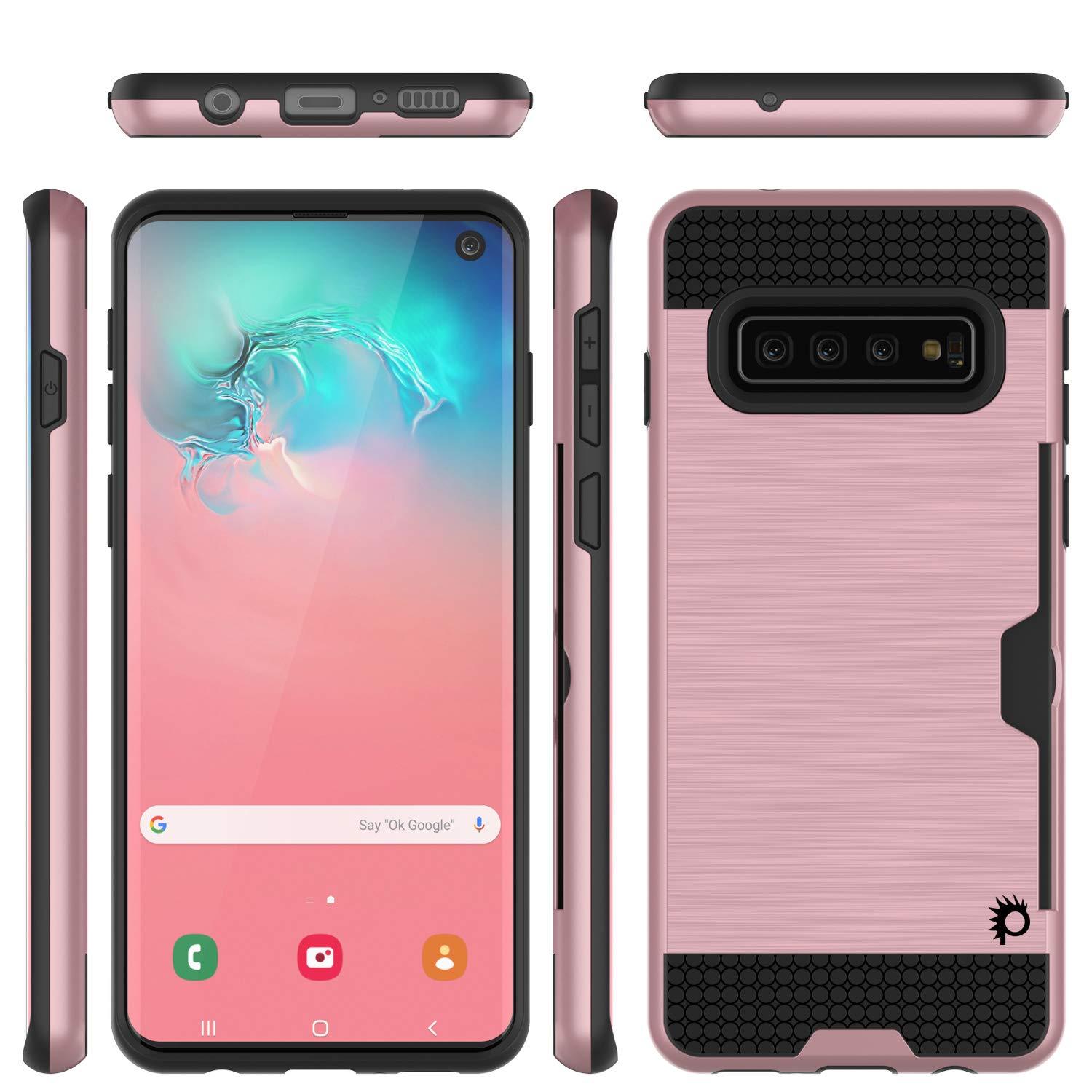 Galaxy S10e Case, PUNKcase [SLOT Series] [Slim Fit] Dual-Layer Armor Cover w/Integrated Anti-Shock System, Credit Card Slot [Rose Gold]