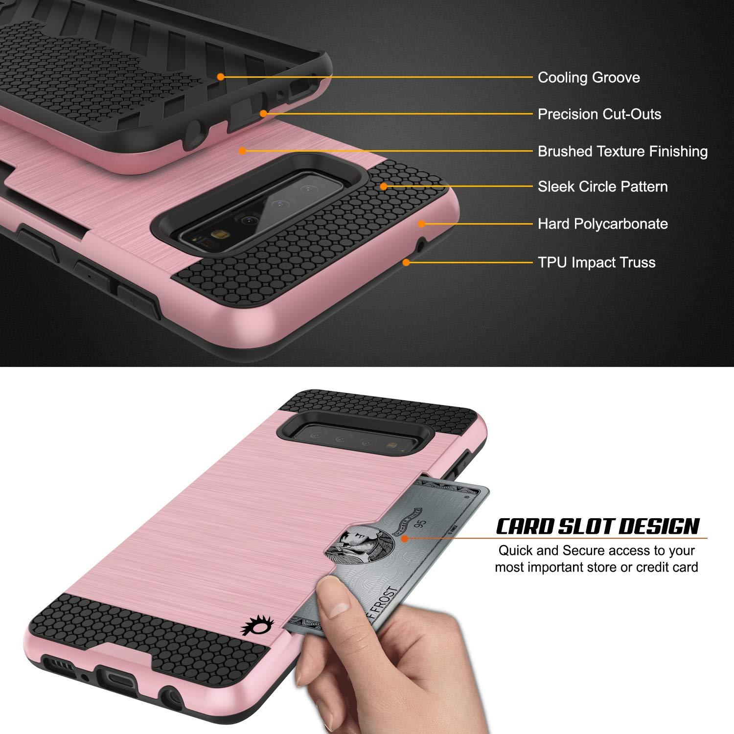 Galaxy S10e Case, PUNKcase [SLOT Series] [Slim Fit] Dual-Layer Armor Cover w/Integrated Anti-Shock System, Credit Card Slot [Rose Gold]