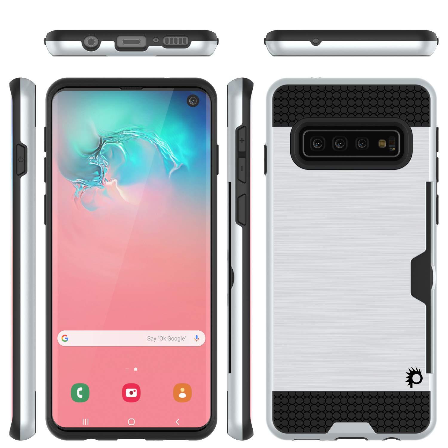 Galaxy S10e Case, PUNKcase [SLOT Series] [Slim Fit] Dual-Layer Armor Cover w/Integrated Anti-Shock System, Credit Card Slot [White]