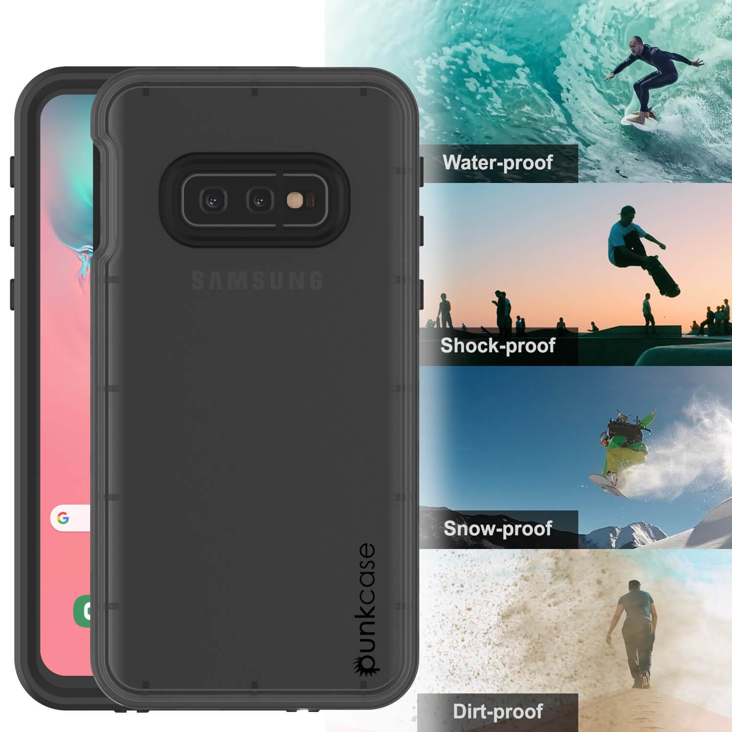 Galaxy S10e Waterproof Case PunkCase StudStar Black Thin 6.6ft Underwater IP68 Shock/Snow Proof