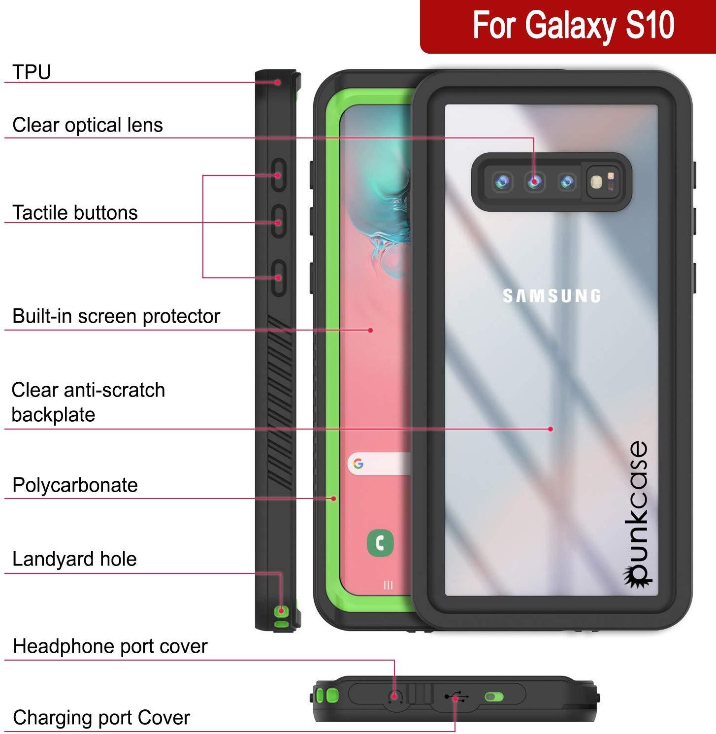 Galaxy S10+ Plus Water/Shockproof Screen Protector Case [Light Green]