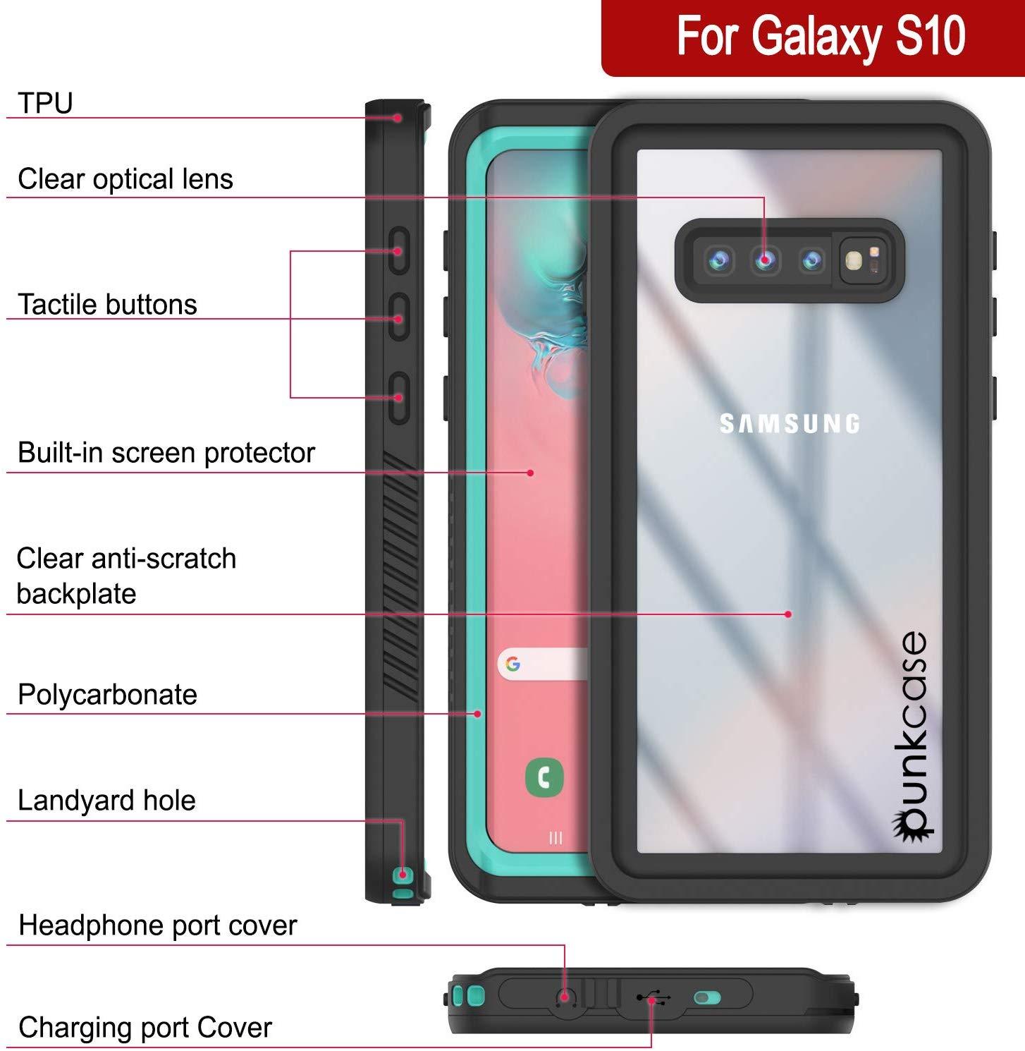 Galaxy S10+ Plus Water/Shock/Snowproof | Screen Protector Case [Teal]