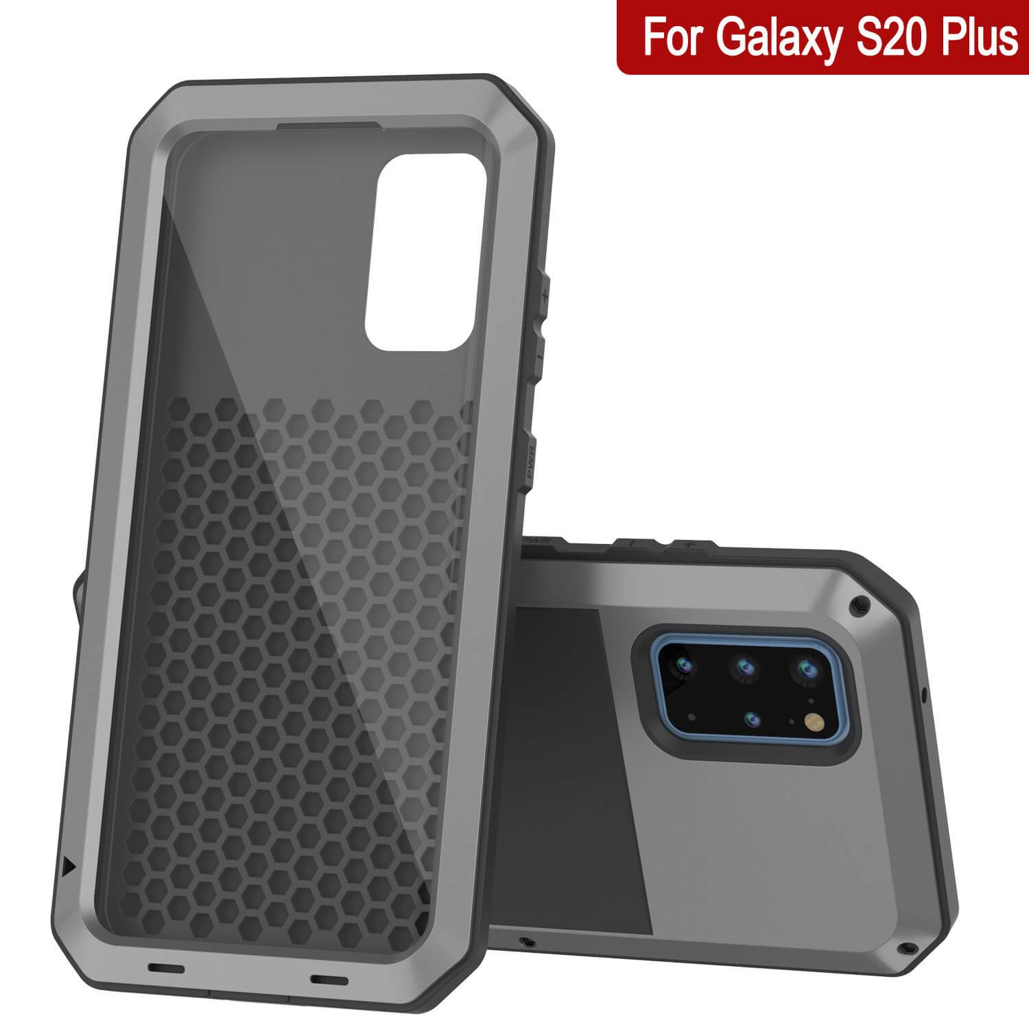 Galaxy s20+ Plus Metal Case, Heavy Duty Military Grade Rugged Armor Cover [Silver]