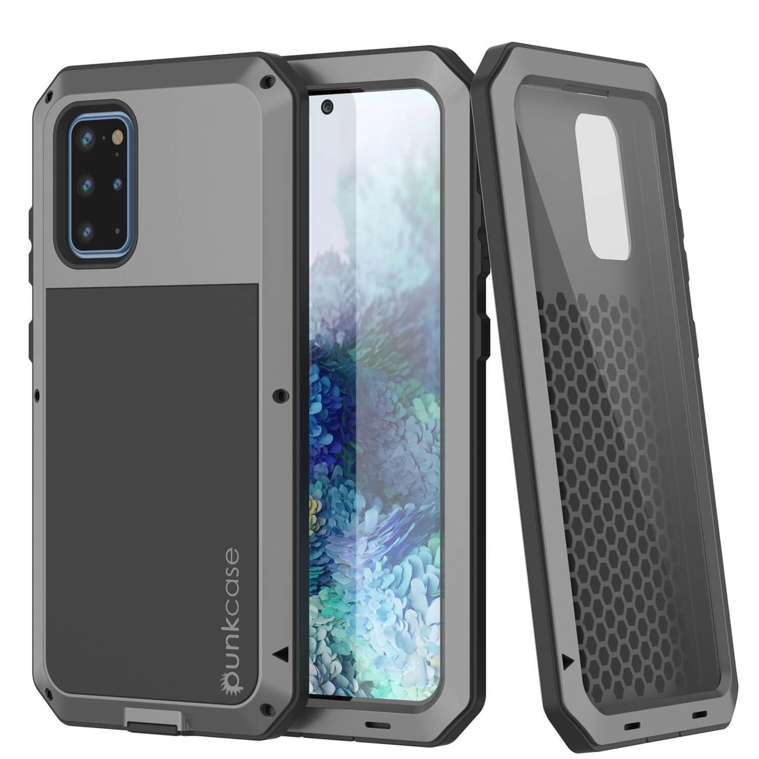 Galaxy s20+ Plus Metal Case, Heavy Duty Military Grade Rugged Armor Cover [Silver]