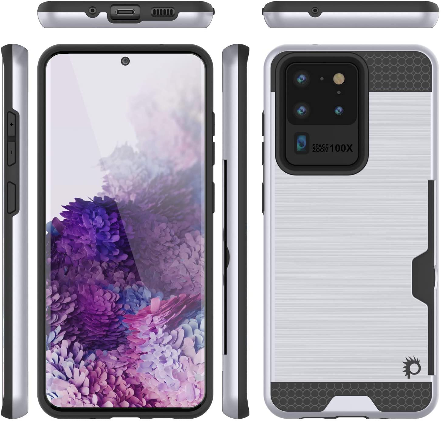 Galaxy S20 Ultra Case, PUNKcase [SLOT Series] [Slim Fit] Dual-Layer Armor Cover w/Integrated Anti-Shock System, Credit Card Slot [White]