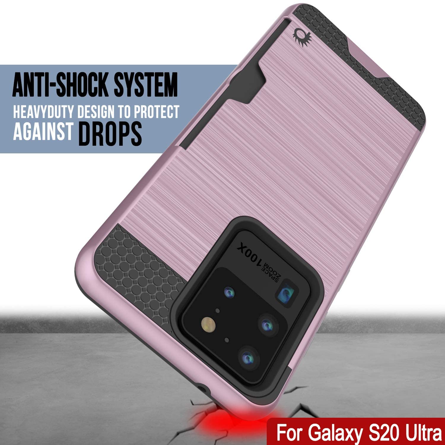 Galaxy S20 Ultra Case, PUNKcase [SLOT Series] [Slim Fit] Dual-Layer Armor Cover w/Integrated Anti-Shock System, Credit Card Slot [Pink]