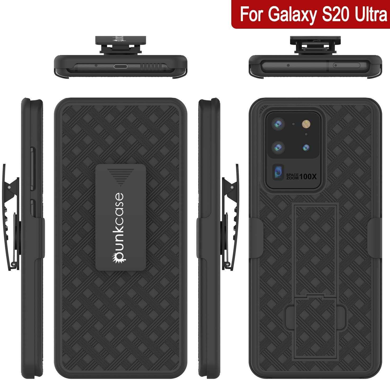 Galaxy S24 Ultra Case, Punkcase Holster Belt Clip With Screen Protector [Black]