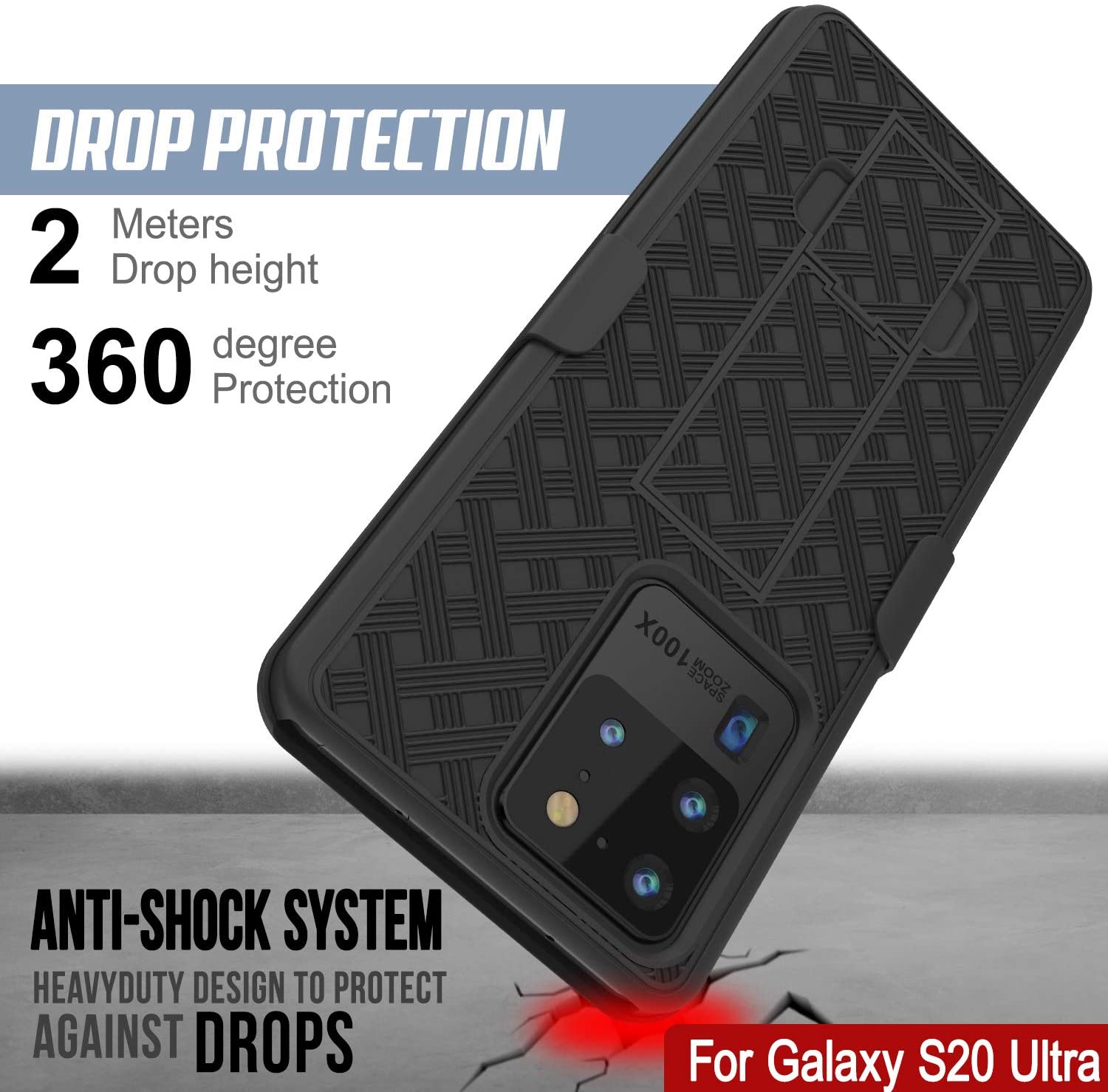 Galaxy S24 Ultra Case, Punkcase Holster Belt Clip With Screen Protector [Black]
