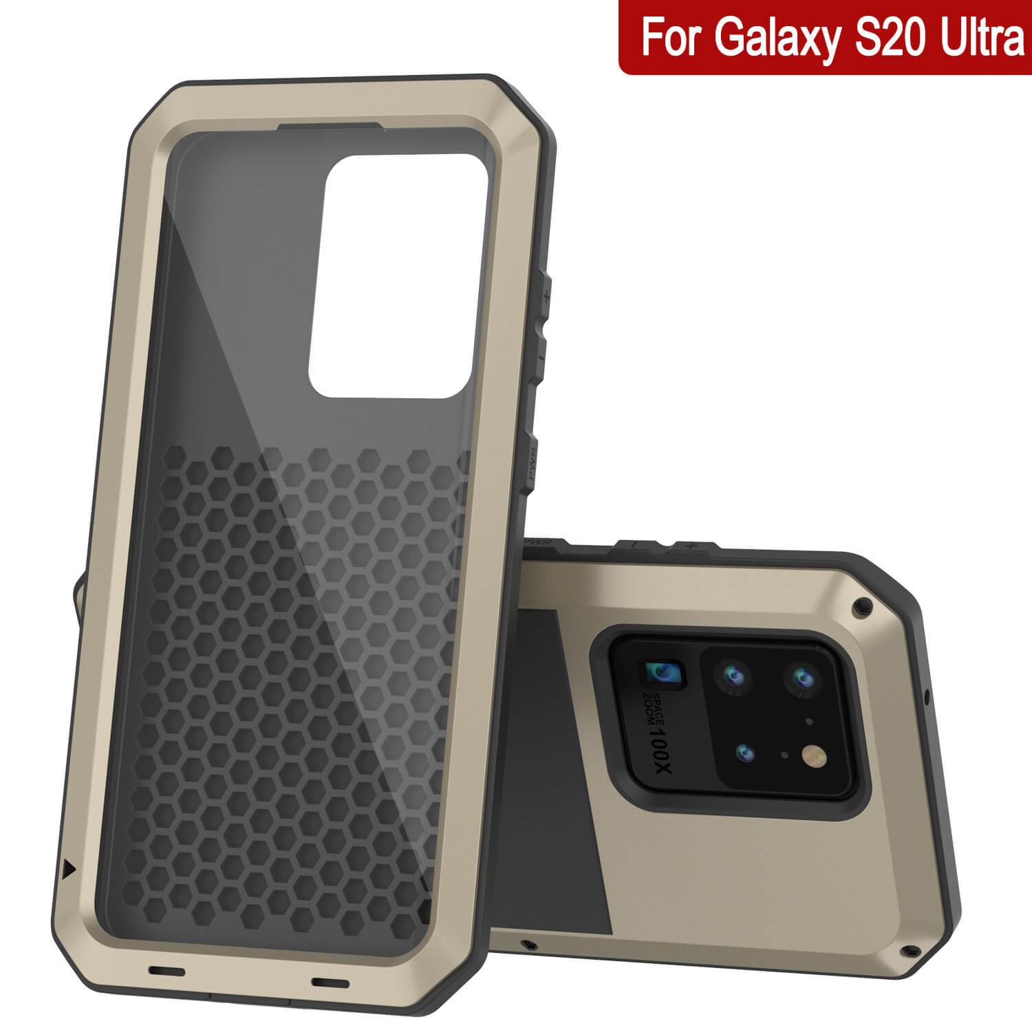 Galaxy S20 Ultra Metal Case, Heavy Duty Military Grade Rugged Armor Cover [Gold]