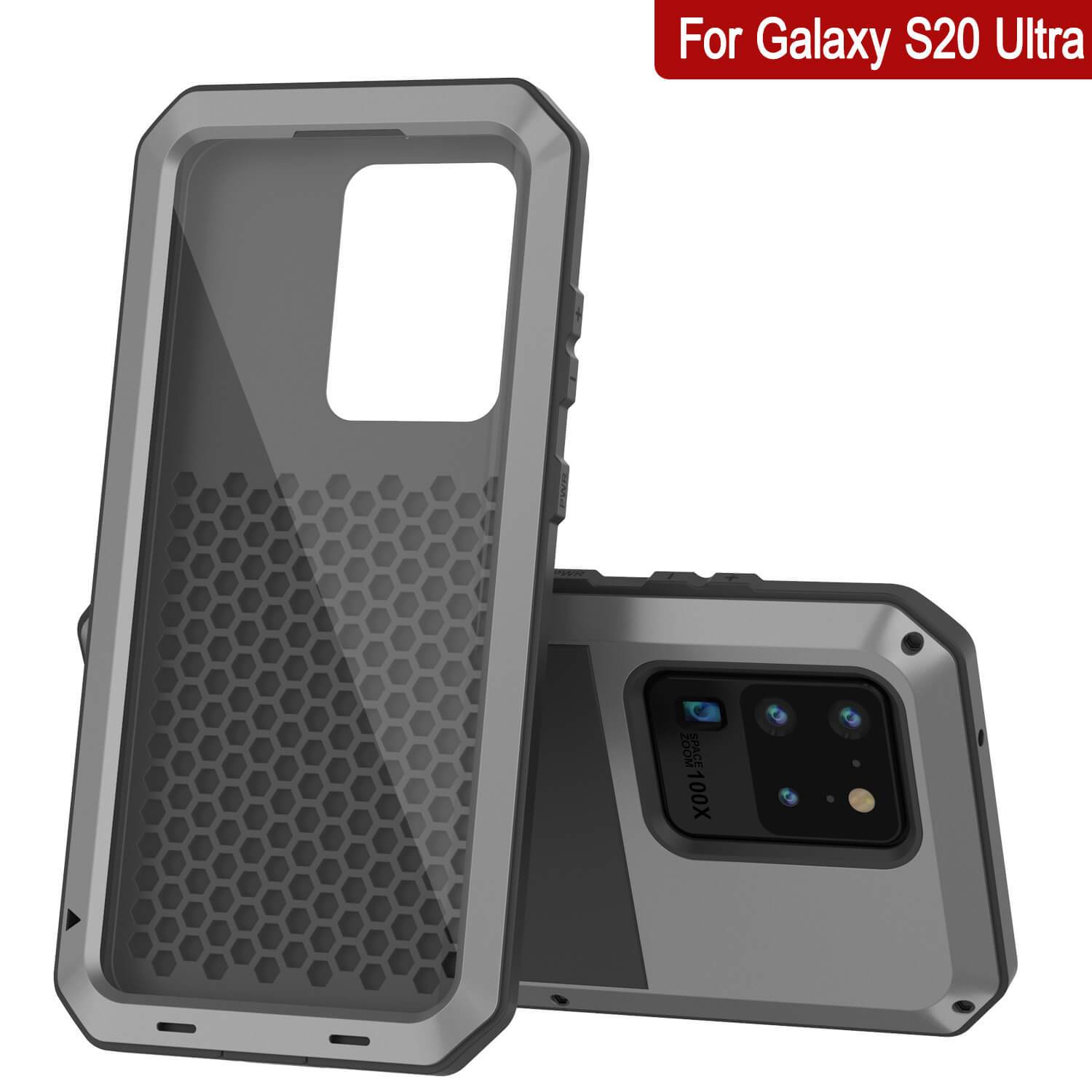 Galaxy S20 Ultra Metal Case, Heavy Duty Military Grade Rugged Armor Cover [Silver]