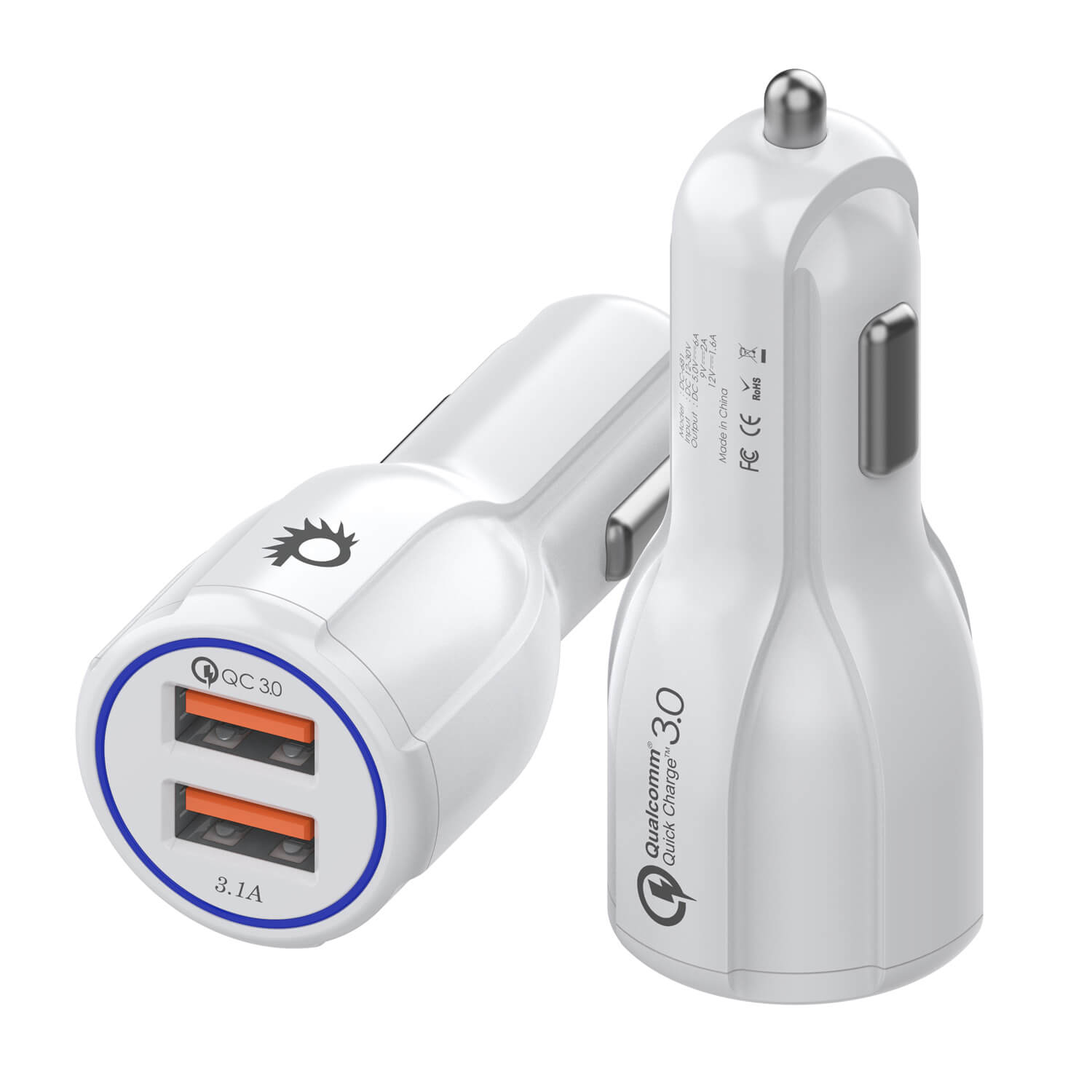 Ghostek® NRGcharge QuickCharge 2.0 Rapid High-speed Fast Wall Car White Charger w/ Micro USB Cable