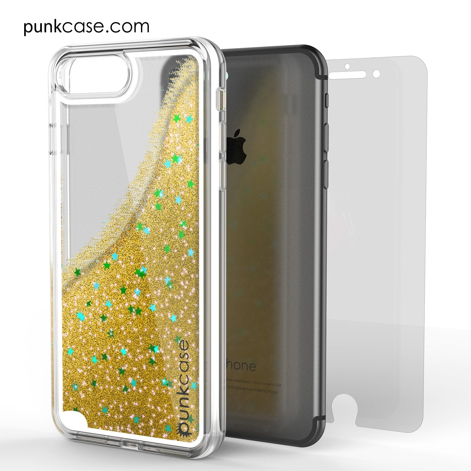 iPhone 7+Plus Case, PunkСase LIQUID Gold Series, Protective Dual Layer Floating Glitter Cover - PunkCase NZ