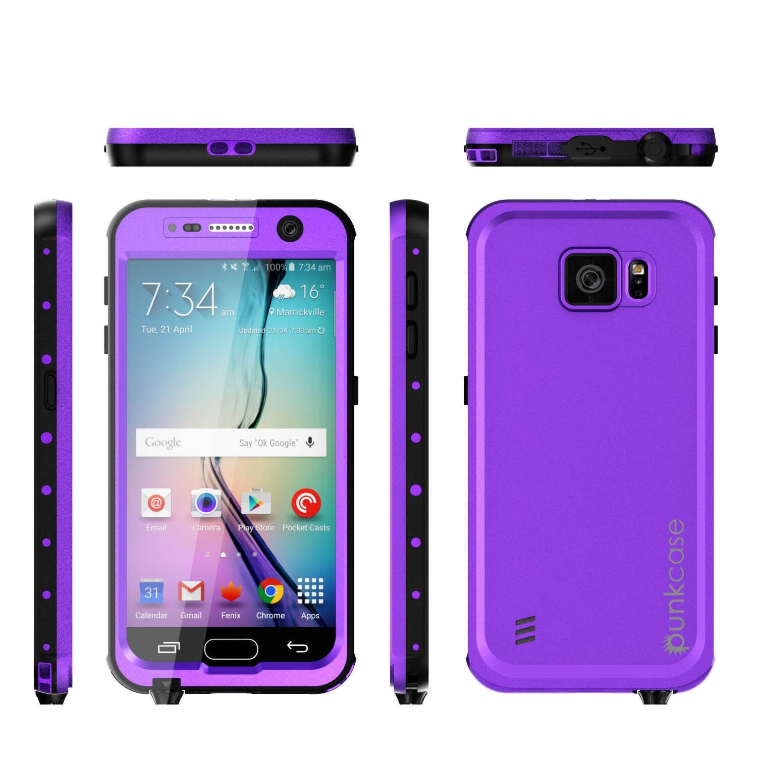Galaxy S6 Waterproof Case PunkCase StudStar Purple Thin 6.6ft Underwater IP68 Shock/Dirt/Snow Proof - PunkCase NZ