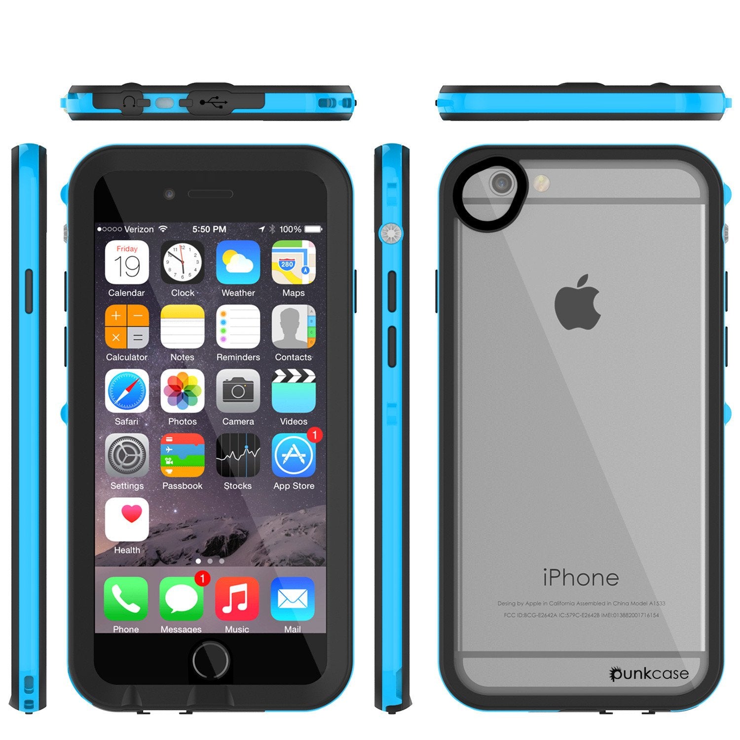 Apple iPhone 7 Waterproof Case, PUNKcase CRYSTAL 2.0 Light Blue  W/ Attached Screen Protector  | Warranty - PunkCase NZ
