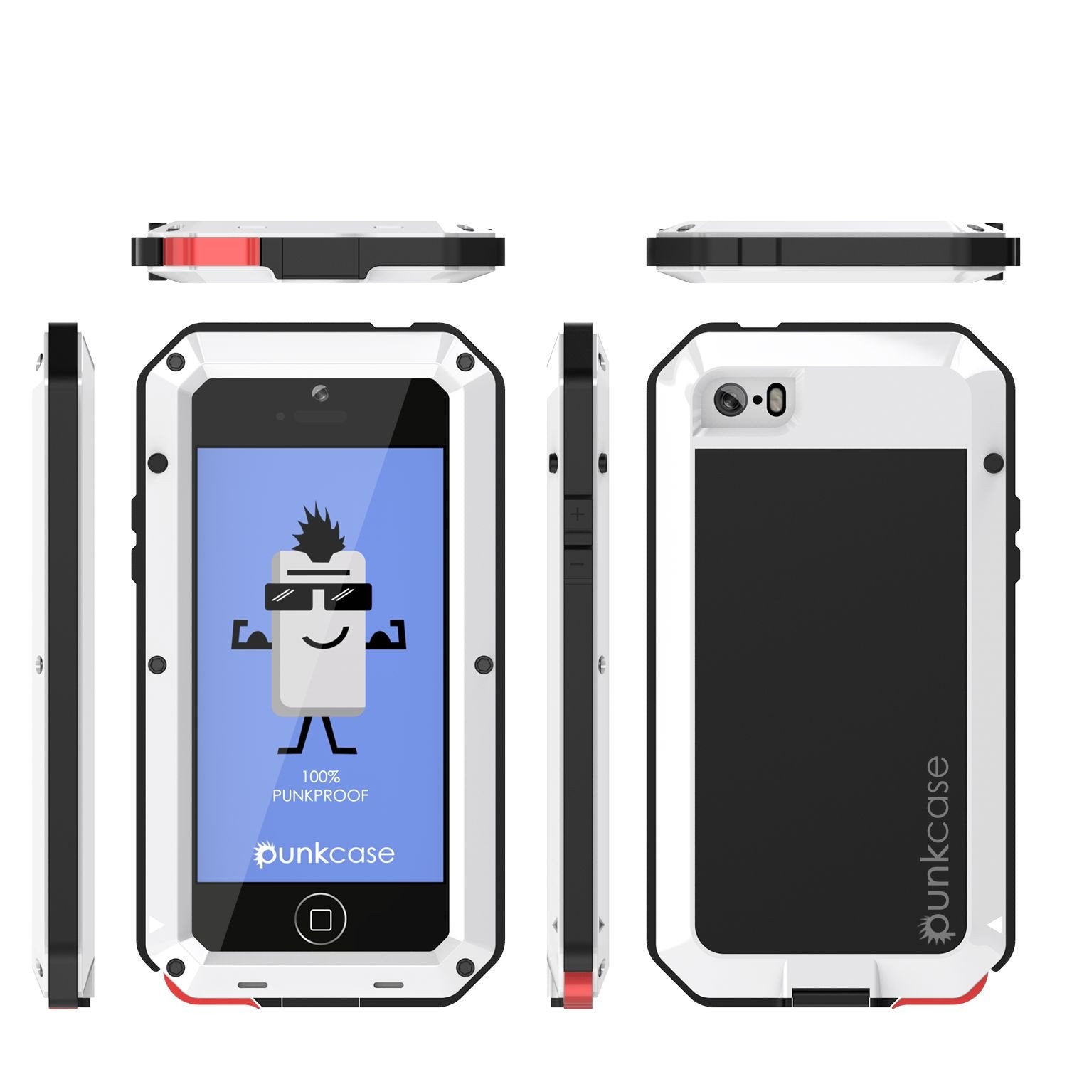 iPhone SE/5/5s Case, Punkcase® METALLIC Series WHITE w/ TEMPERED GLASS | Aluminum Frame - PunkCase NZ