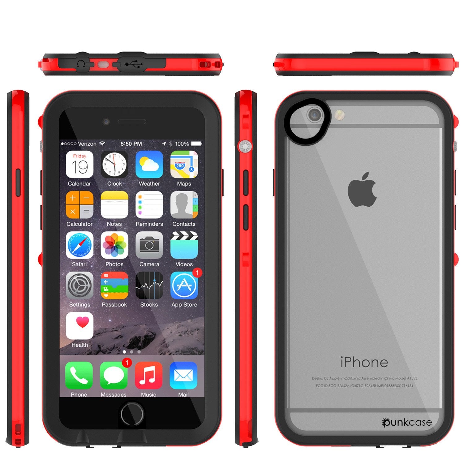 Apple iPhone 7 Waterproof Case, PUNKcase CRYSTAL 2.0 Red W/ Attached Screen Protector  | Warranty - PunkCase NZ