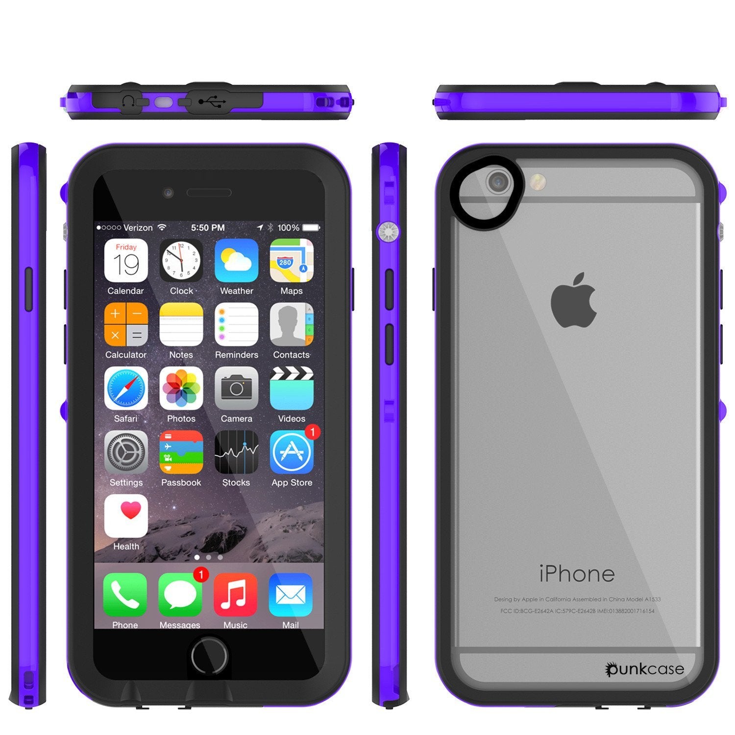 Apple iPhone 8 Waterproof Case, PUNKcase CRYSTAL 2.0 Purple W/ Attached Screen Protector  | Warranty - PunkCase NZ