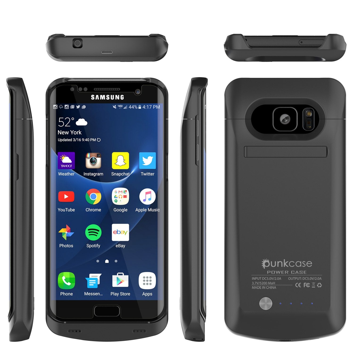 Galaxy S7 EDGE Battery Case, Punkcase 5200mAH Charger Case W/ Screen Protector | Integrated Kickstand & USB Port | IntelSwitch [Black] - PunkCase NZ