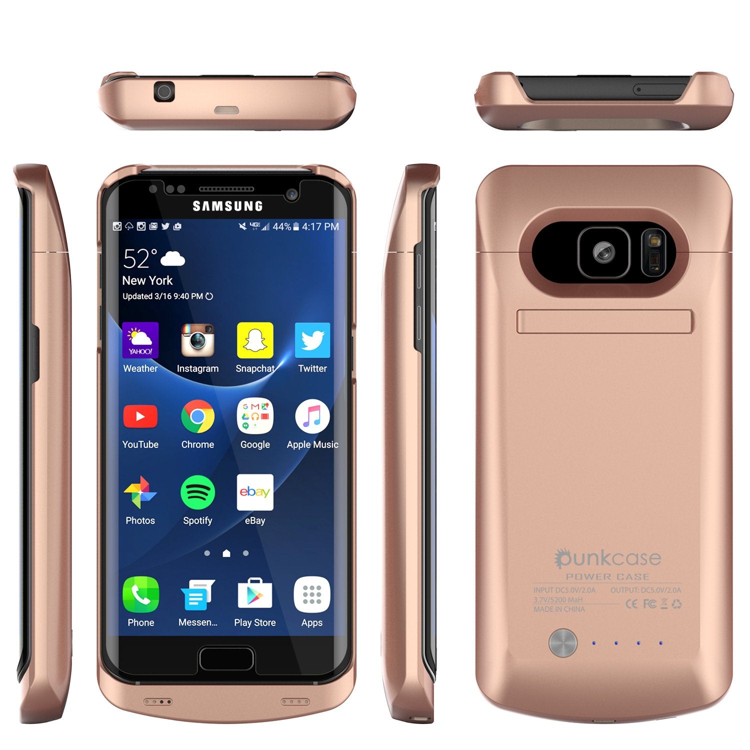 Galaxy S7 EDGE Battery Case, Punkcase 5200mAH Charger Case W/ Screen Protector | Integrated Kickstand & USB Port | IntelSwitch [Rose Gold] - PunkCase NZ