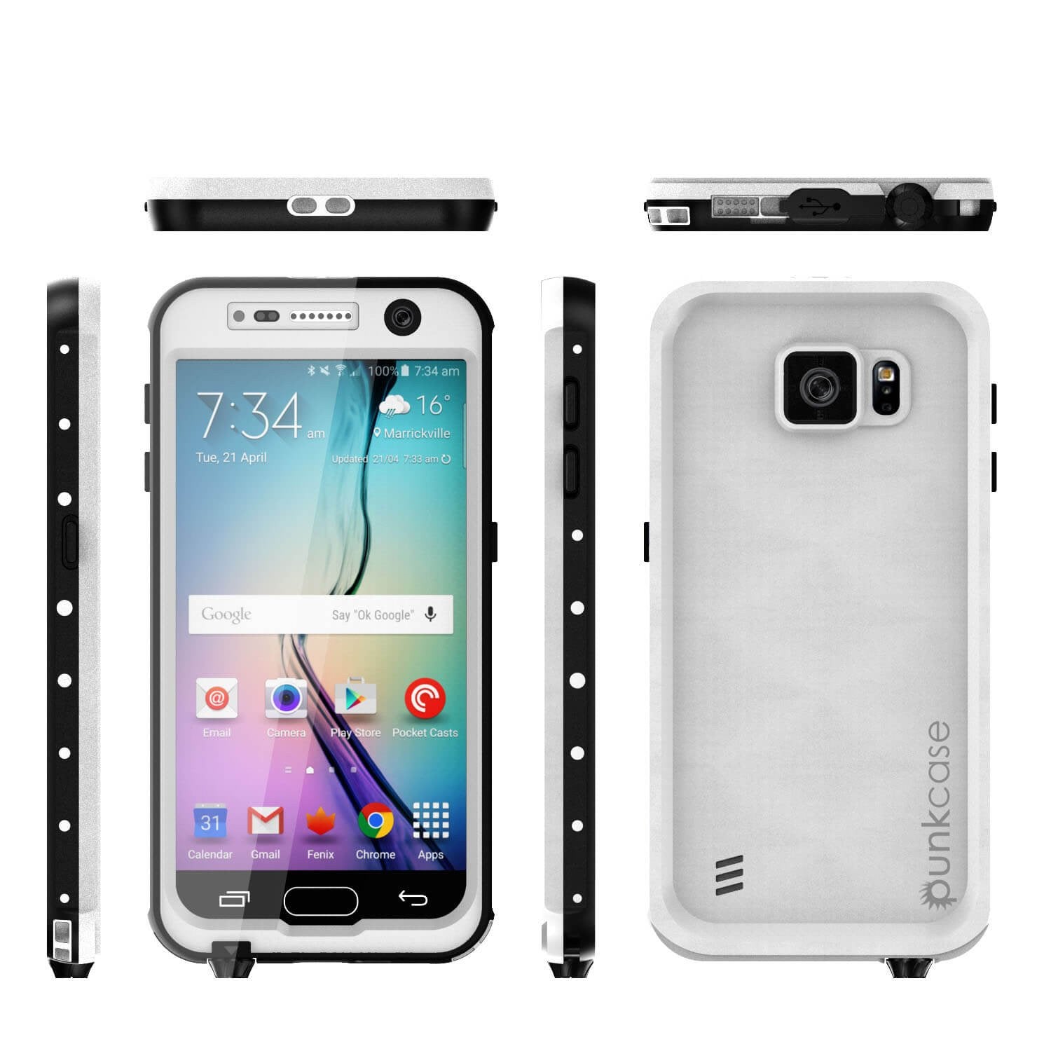 Galaxy S6 Waterproof Case, Punkcase StudStar White Thin 6.6ft Underwater IP68 Shock/Dirt/Snow Proof - PunkCase NZ