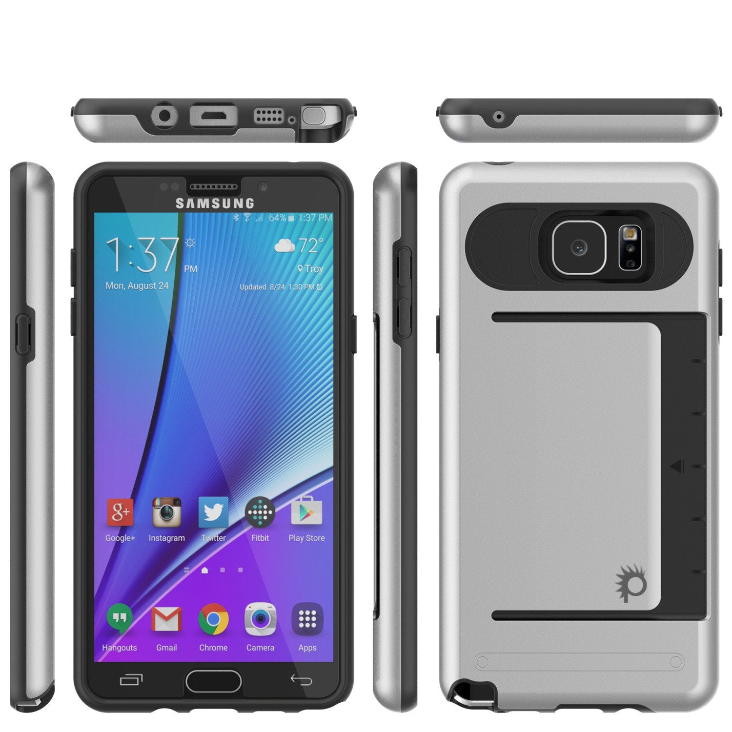 Galaxy Note 5 Case PunkCase CLUTCH Silver Series Slim Armor Soft Cover Case w/ Tempered Glass - PunkCase NZ