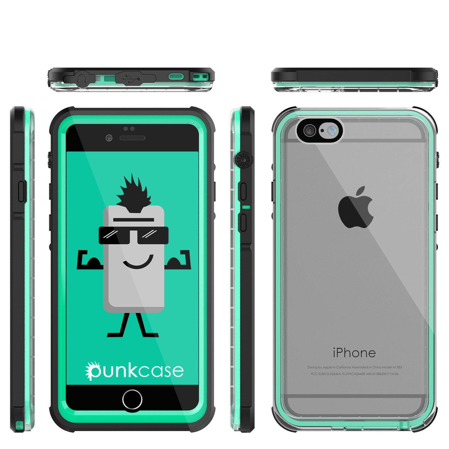 iPhone 6/6S Waterproof Case, PUNKcase CRYSTAL Teal W/ Attached Screen Protector  | Warranty