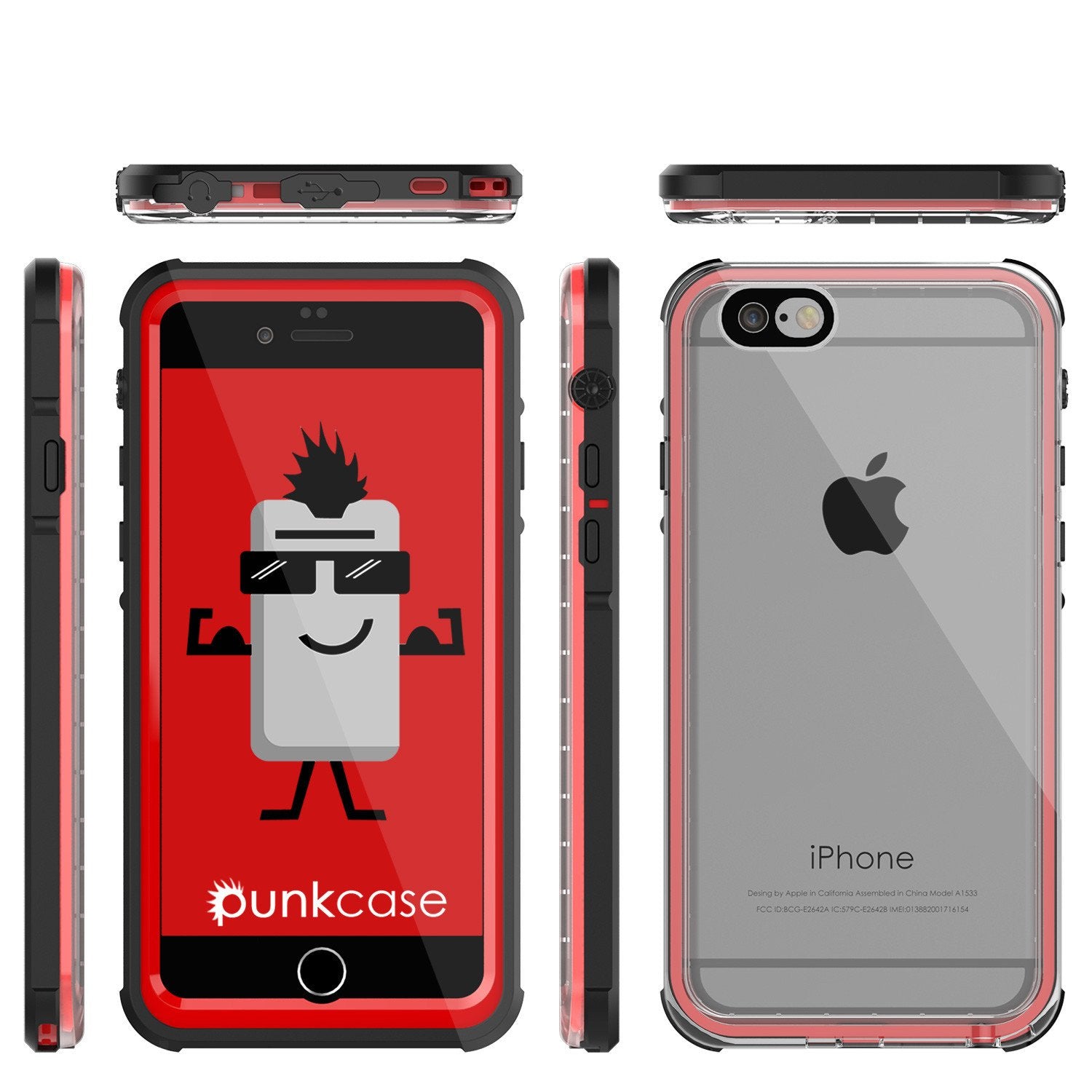 iPhone 6+/6S+ Plus Waterproof Case, PUNKcase CRYSTAL Red W/ Attached Screen Protector | Warranty - PunkCase NZ