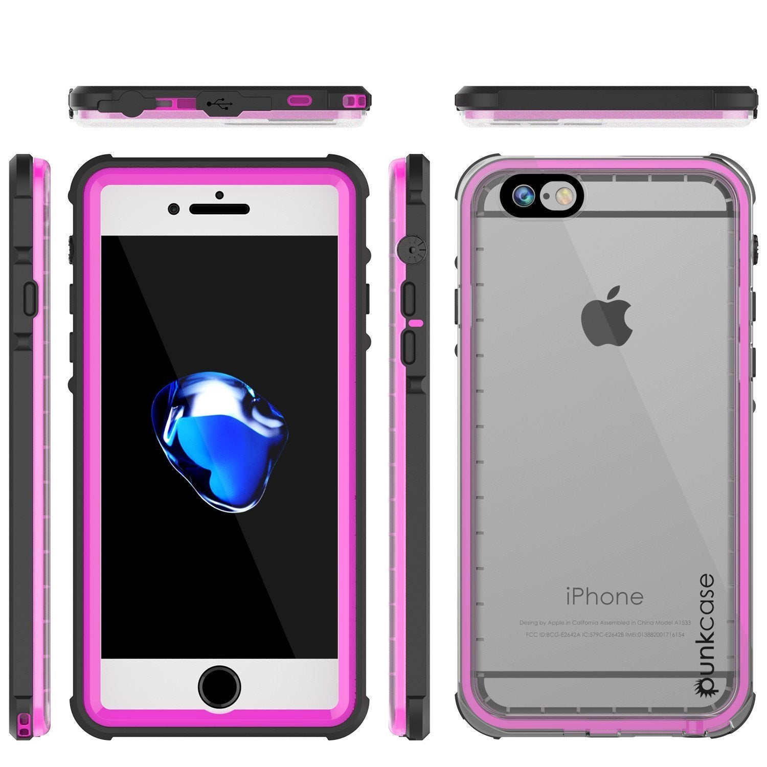 Apple iPhone SE (4.7") Waterproof Case, PUNKcase CRYSTAL Pink W/ Attached Screen Protector  | Warranty