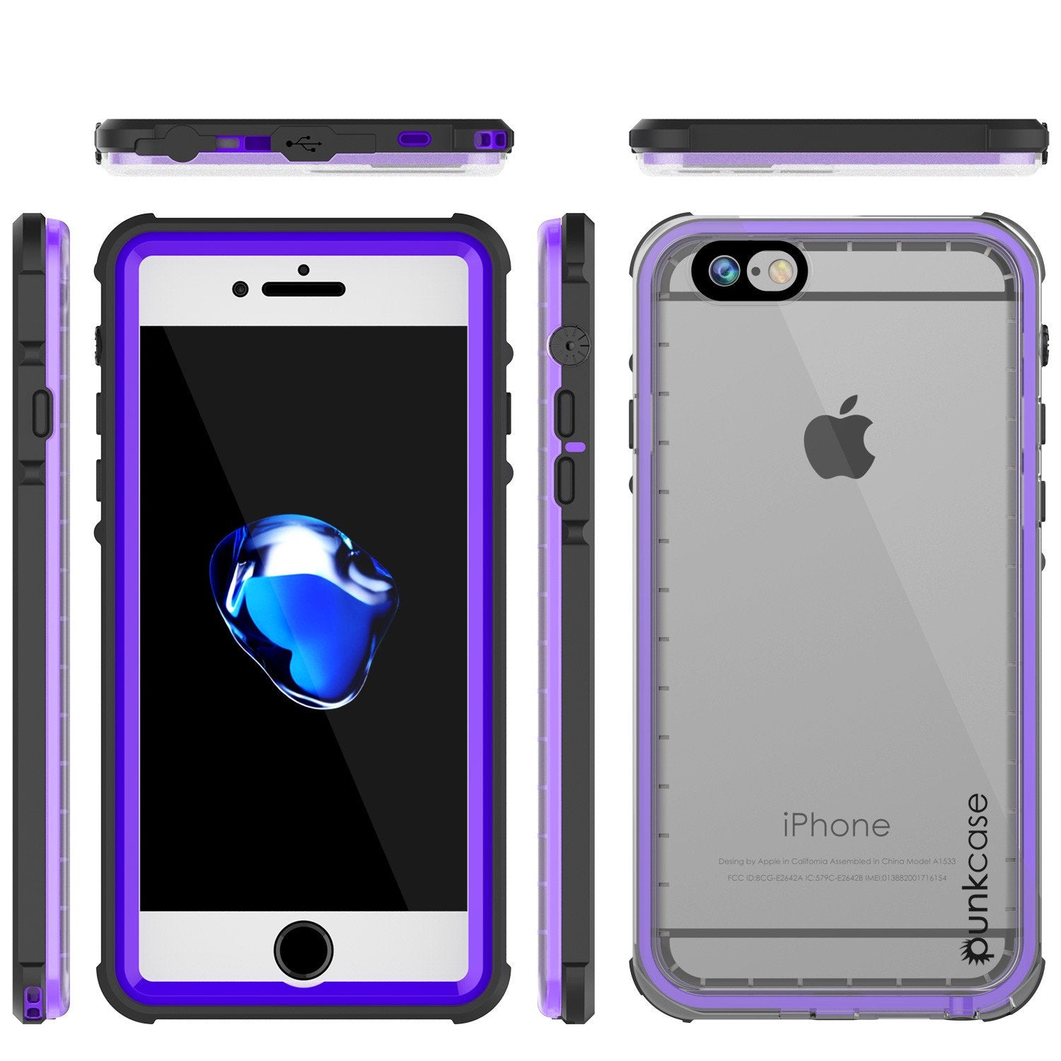 Apple iPhone 7 Waterproof Case, PUNKcase CRYSTAL Purple W/ Attached Screen Protector  | Warranty - PunkCase NZ