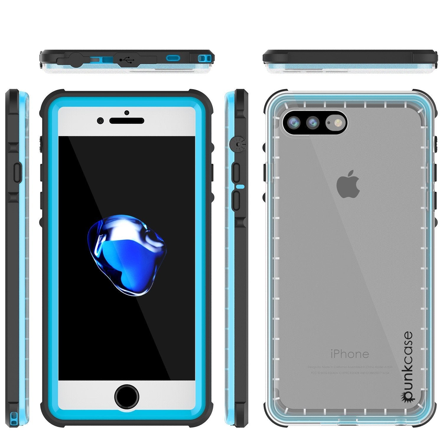 iPhone 8+ Plus Waterproof Case, PUNKcase CRYSTAL Light Blue  W/ Attached Screen Protector  | Warranty - PunkCase NZ