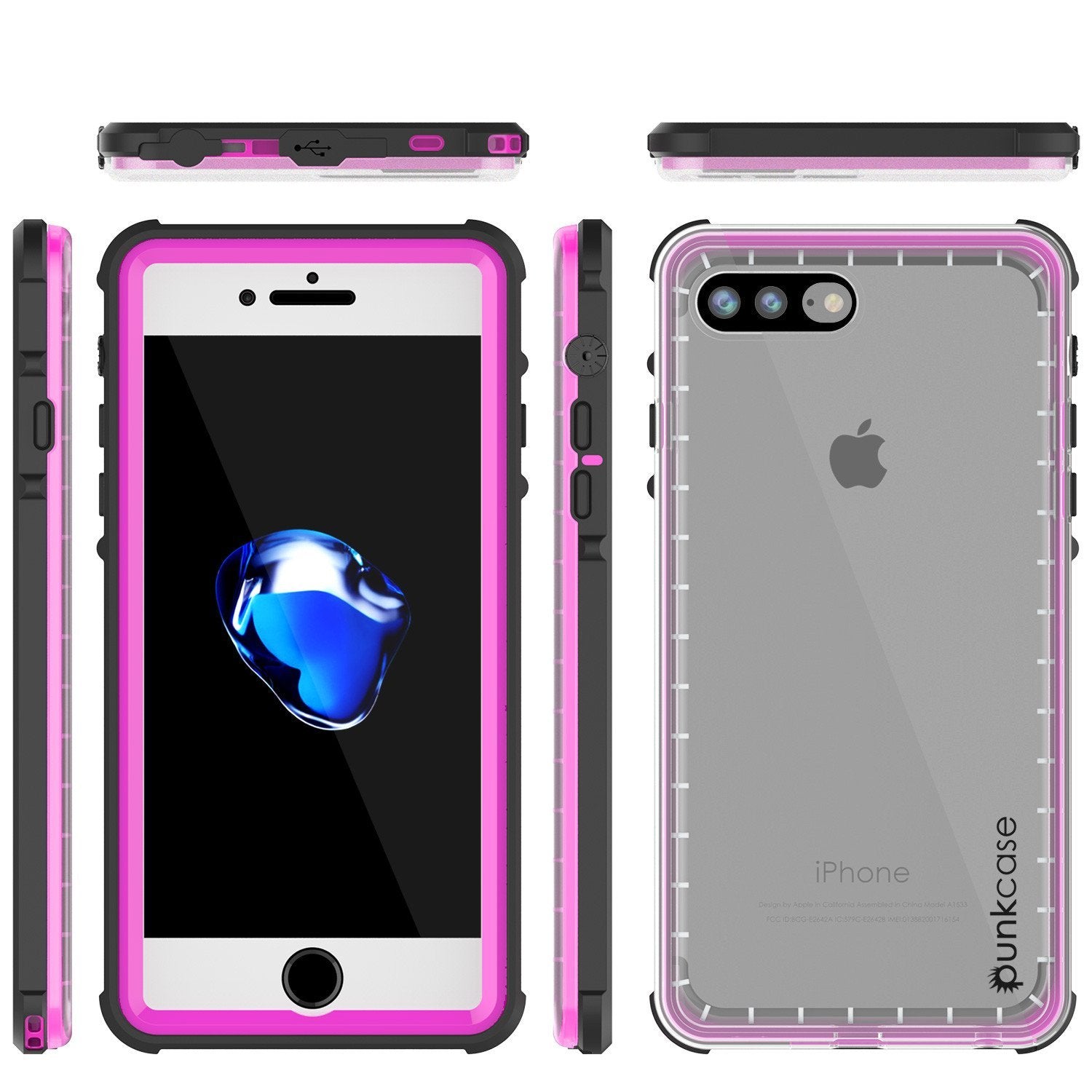 iPhone 8+ Plus Waterproof Case, PUNKcase CRYSTAL Pink W/ Attached Screen Protector  | Warranty - PunkCase NZ