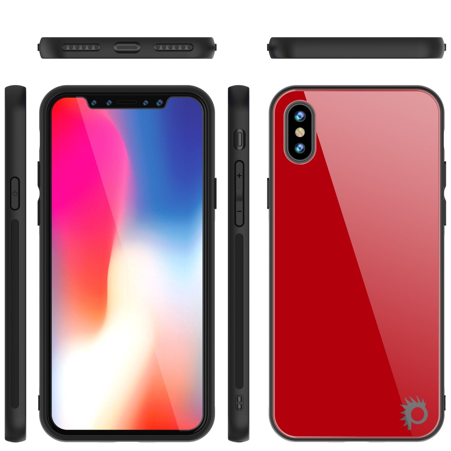 iPhone X Case, Punkcase GlassShield Ultra Thin Protective 9H Full Body Tempered Glass Cover W/ Drop Protection & Non Slip Grip for Apple iPhone 10 [Red] - PunkCase NZ