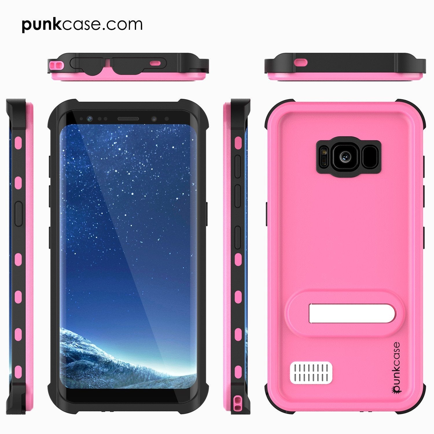 Galaxy S8 Plus Waterproof Case, Punkcase KickStud Pink Series [Slim Fit] [IP68 Certified] [Shockproof] [Snowproof] Armor Cover W/ Built-In Kickstand - PunkCase NZ