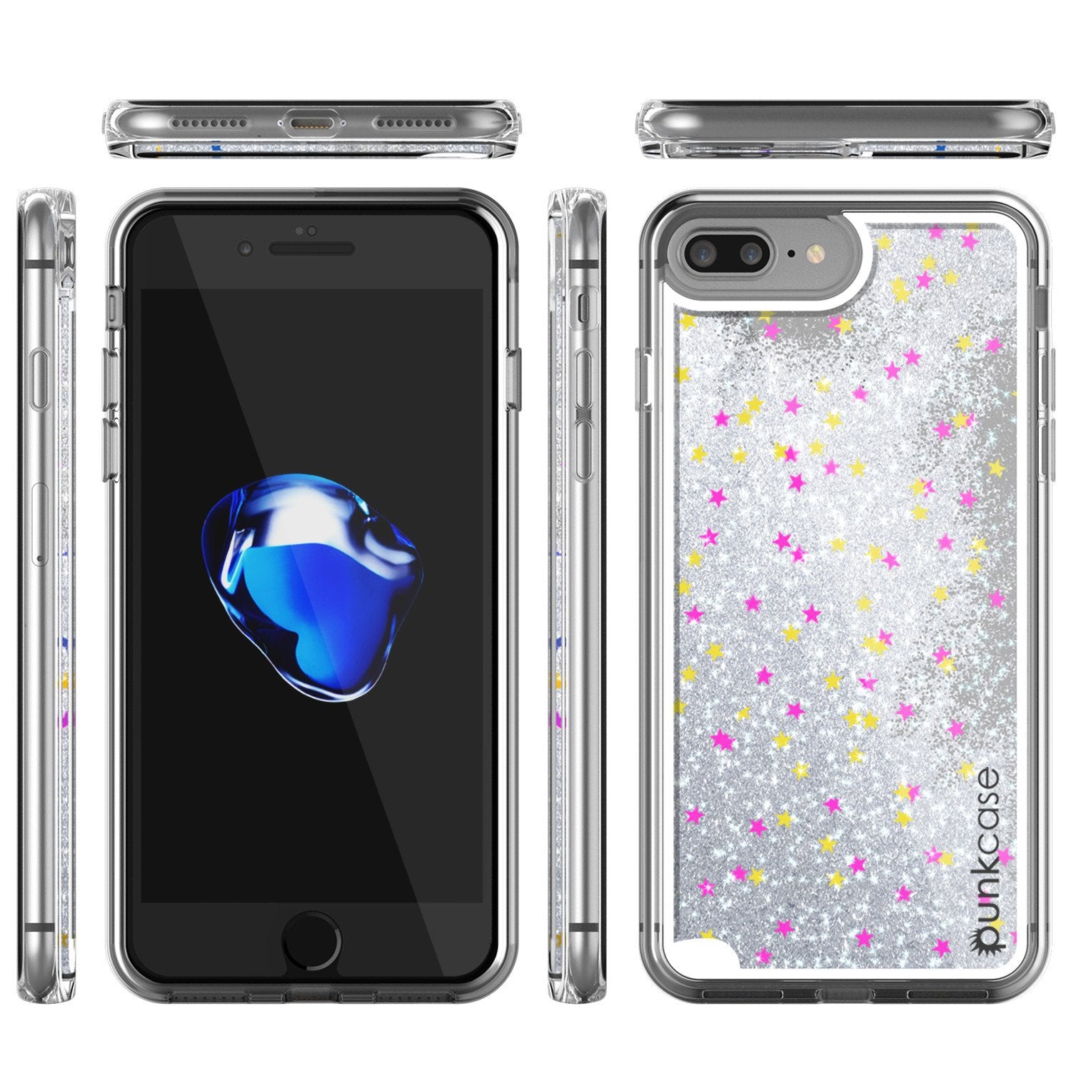 iPhone 7+Plus Case, PunkCase LIQUID Silver Series, Protective Dual Layer Floating Glitter Cover - PunkCase NZ