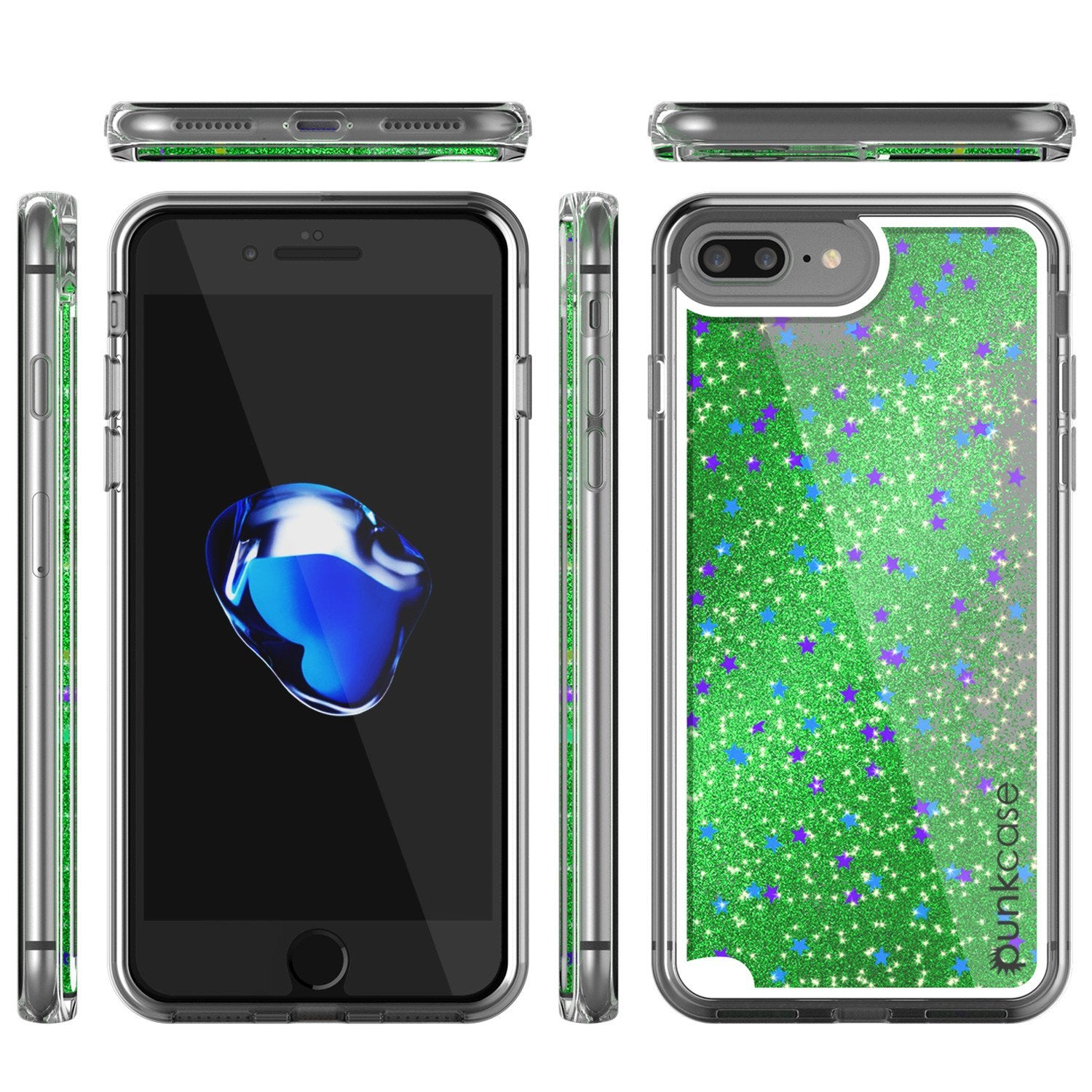 iPhone 7+ Plus Case, PunkCase LIQUID Green Series, Protective Dual Layer Floating Glitter Cover - PunkCase NZ