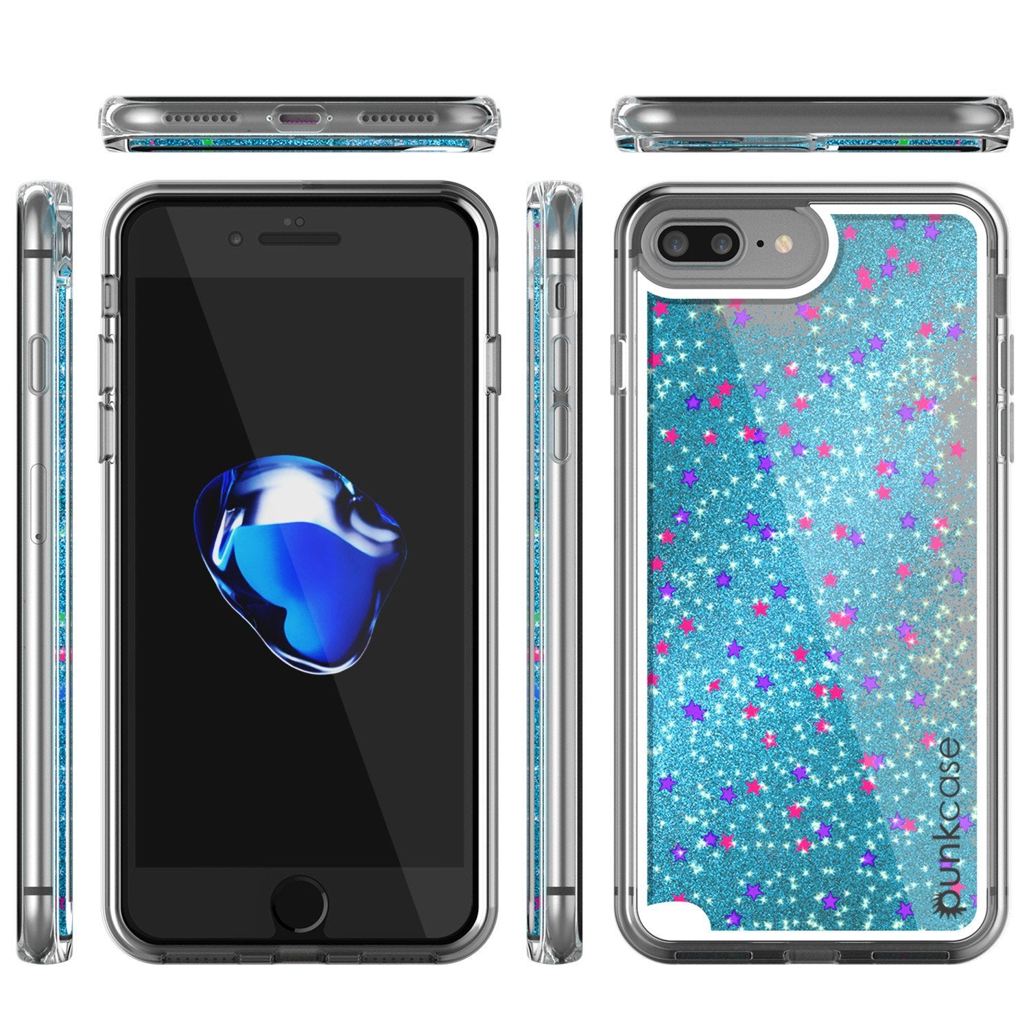iPhone 7+Plus Case, PunkCase LIQUID Teal Series, Protective Dual Layer Floating Glitter Cover - PunkCase NZ