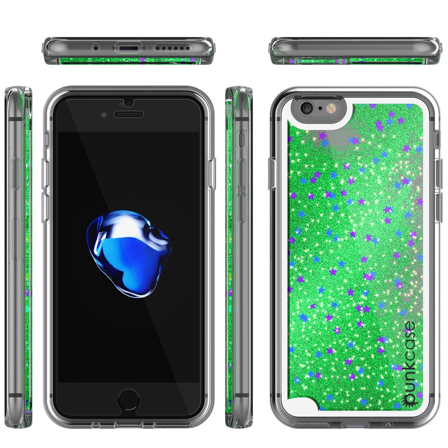 iPhone 7 Case, PunkCase LIQUID Green Series, Protective Dual Layer Floating Glitter Cover - PunkCase NZ
