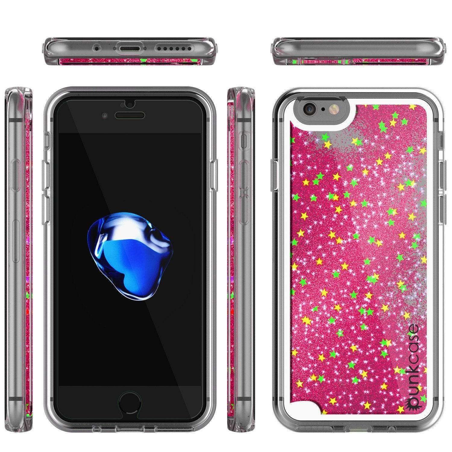 iPhone SE (4.7") Case, PunkCase LIQUID Pink Series, Protective Dual Layer Floating Glitter Cover