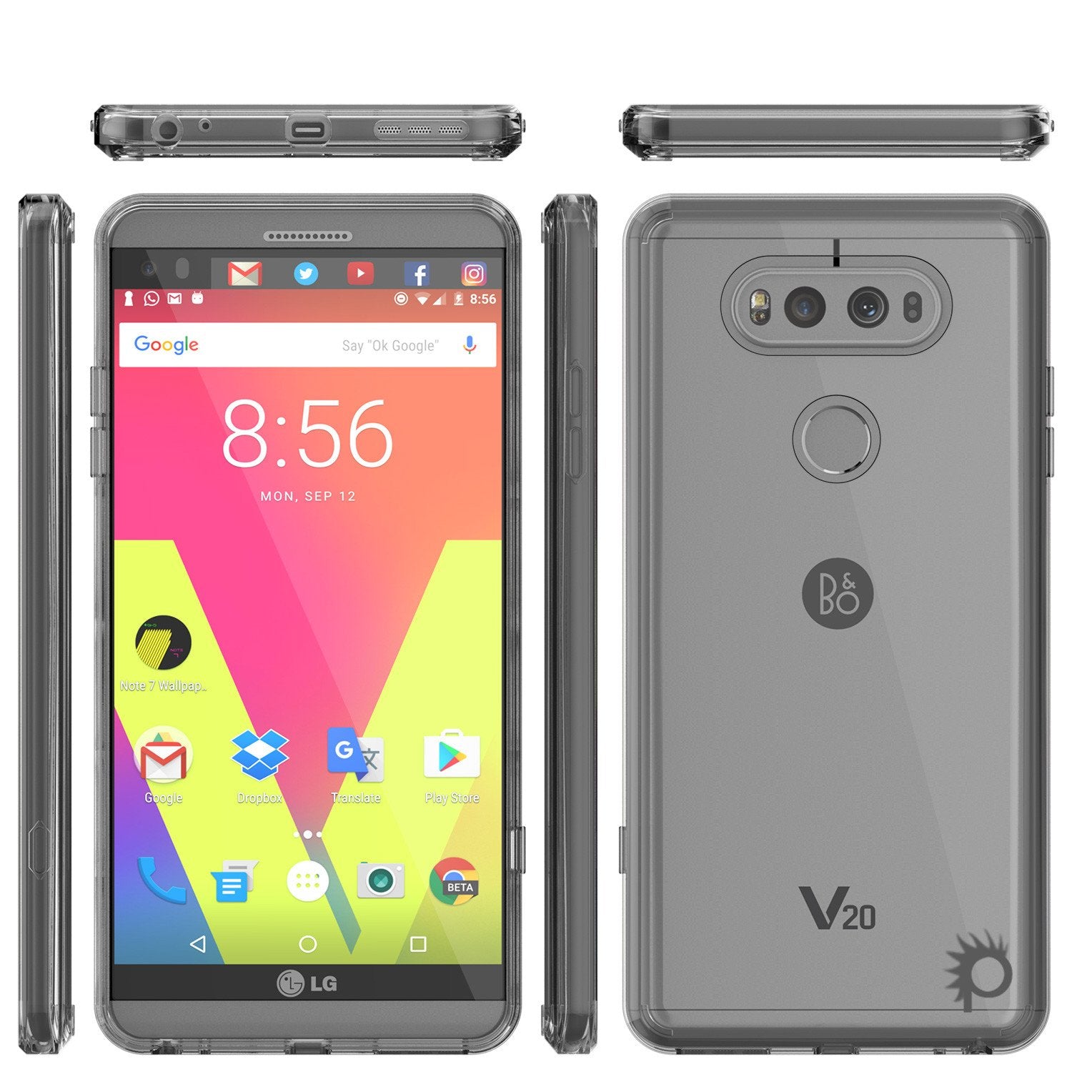 LG v20 Case Punkcase® LUCID 2.0 Crystal Black Series w/ PUNK SHIELD Glass Screen Protector | Ultra Fit - PunkCase NZ