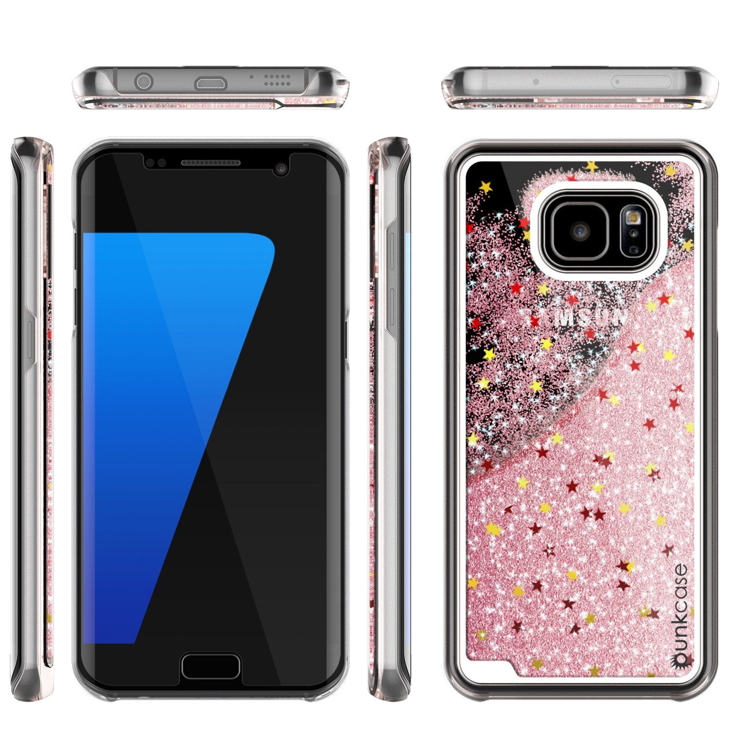 S7 Edge Case, Punkcase [Liquid Rose Series] Protective Dual Layer Floating Glitter Cover with lots of Bling & Sparkle + PunkShield Screen Protector - PunkCase NZ