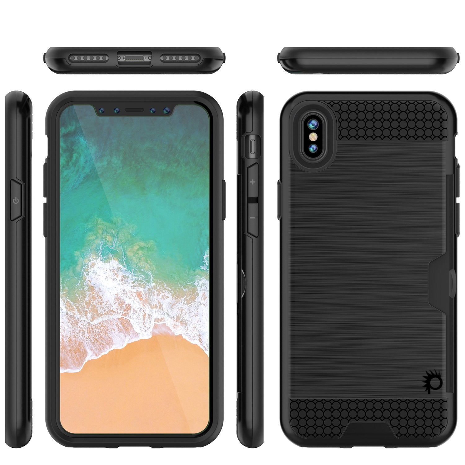 iPhone X Case, PUNKcase [SLOT Series] Slim Fit Dual-Layer Armor Cover & Tempered Glass PUNKSHIELD Screen Protector for Apple iPhone X [Black] - PunkCase NZ