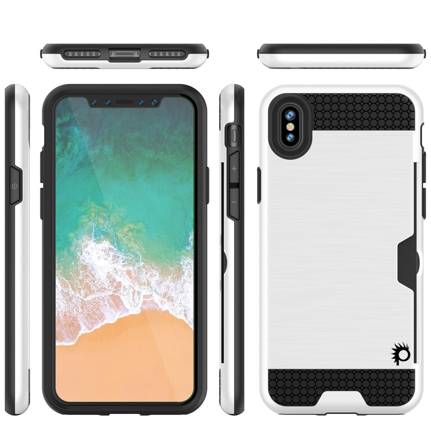 iPhone X Case, PUNKcase [SLOT Series] Slim Fit Dual-Layer Armor Cover & Tempered Glass PUNKSHIELD Screen Protector for Apple iPhone X [White] - PunkCase NZ